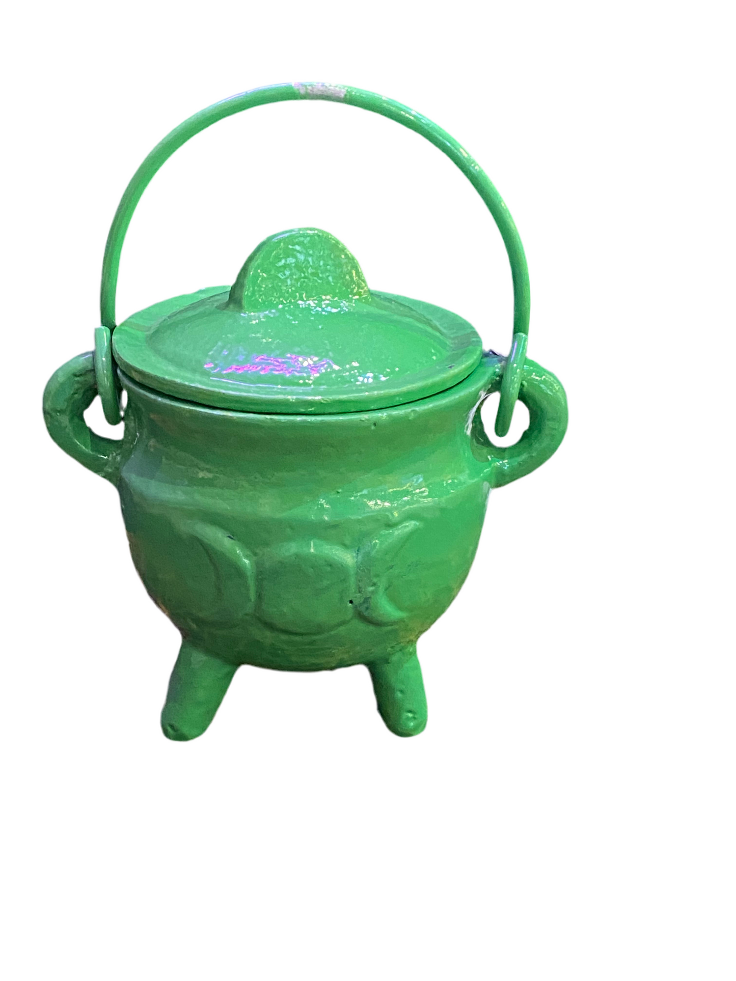 Green Triple Moon Cast Iron Cauldron