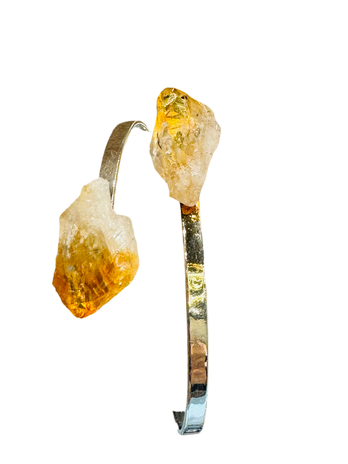 Silver Plated-Natural Citrine points Cuff bracelet