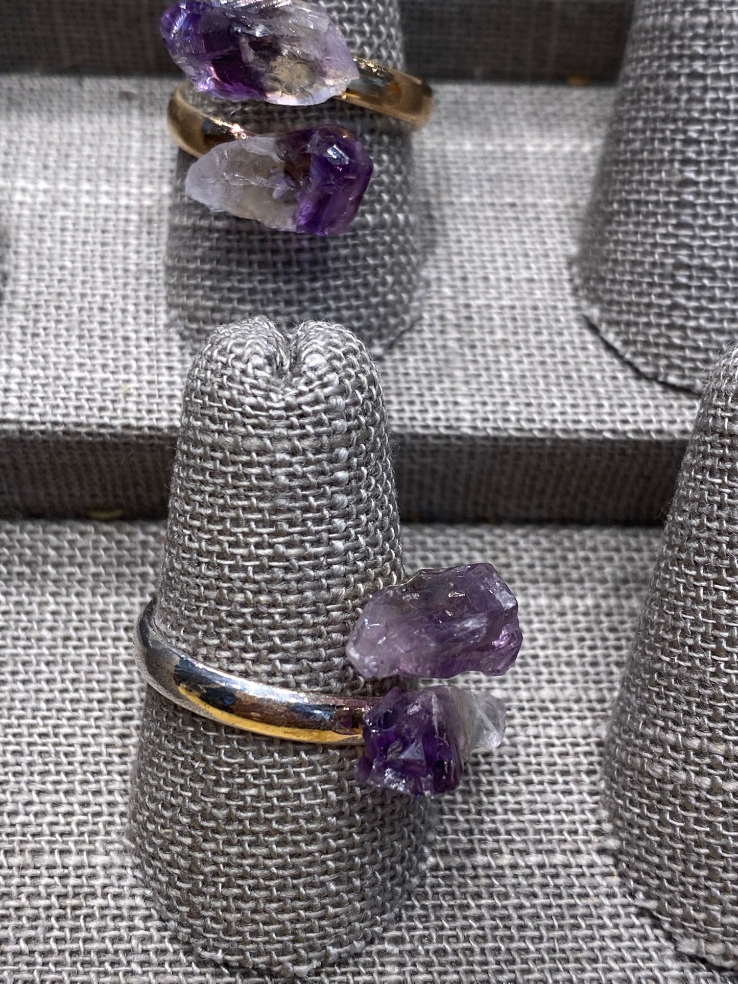 Raw Amethyst Adjustable Silver Ring