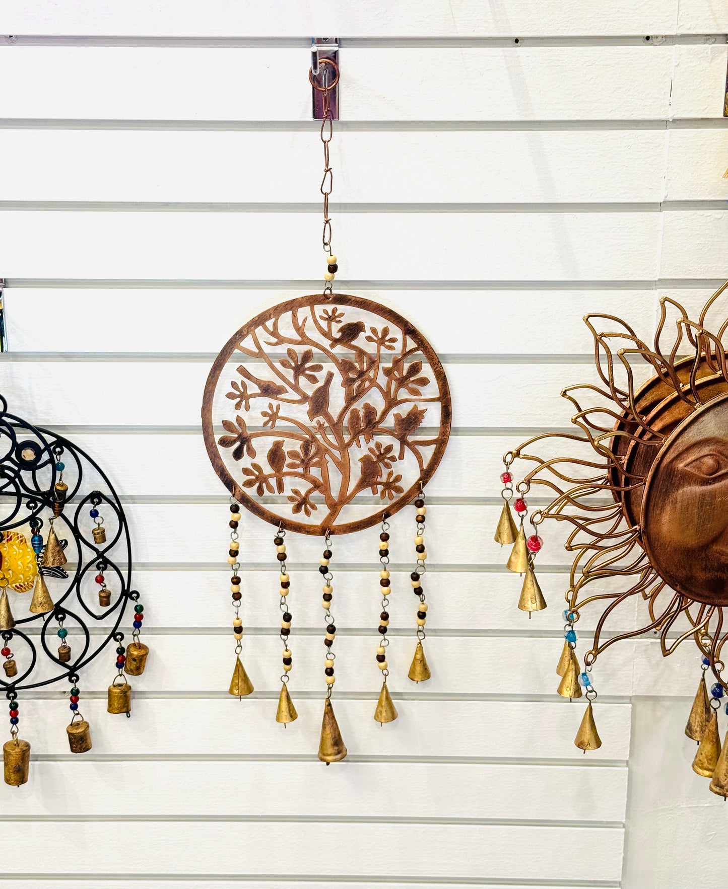 Handmade Brass Birds sitting on Tree Of Life Wind Chime