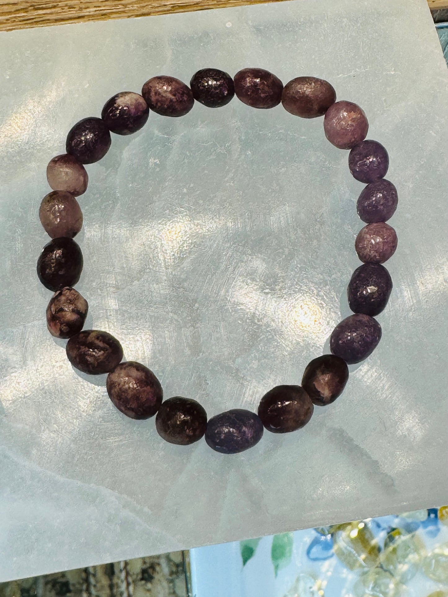 Lepidolite Nugget Beaded Stretch Gemstone Bracelet 5 mm