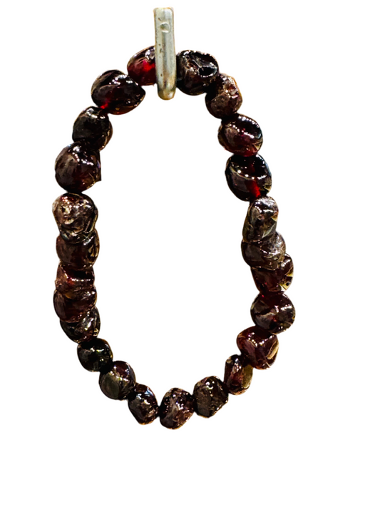 Garnet Nugget Beaded String Bracelet