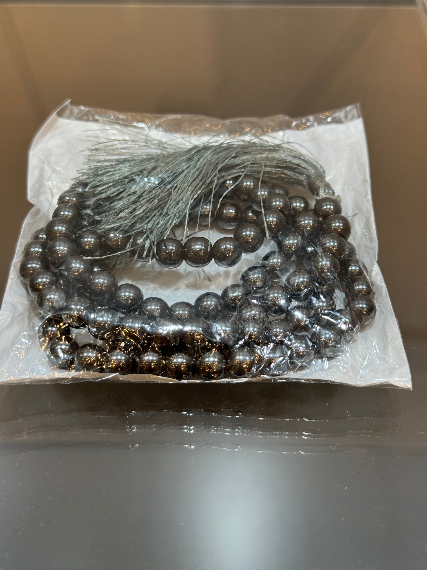 Hematite Prayer Mala With Silver Tassle