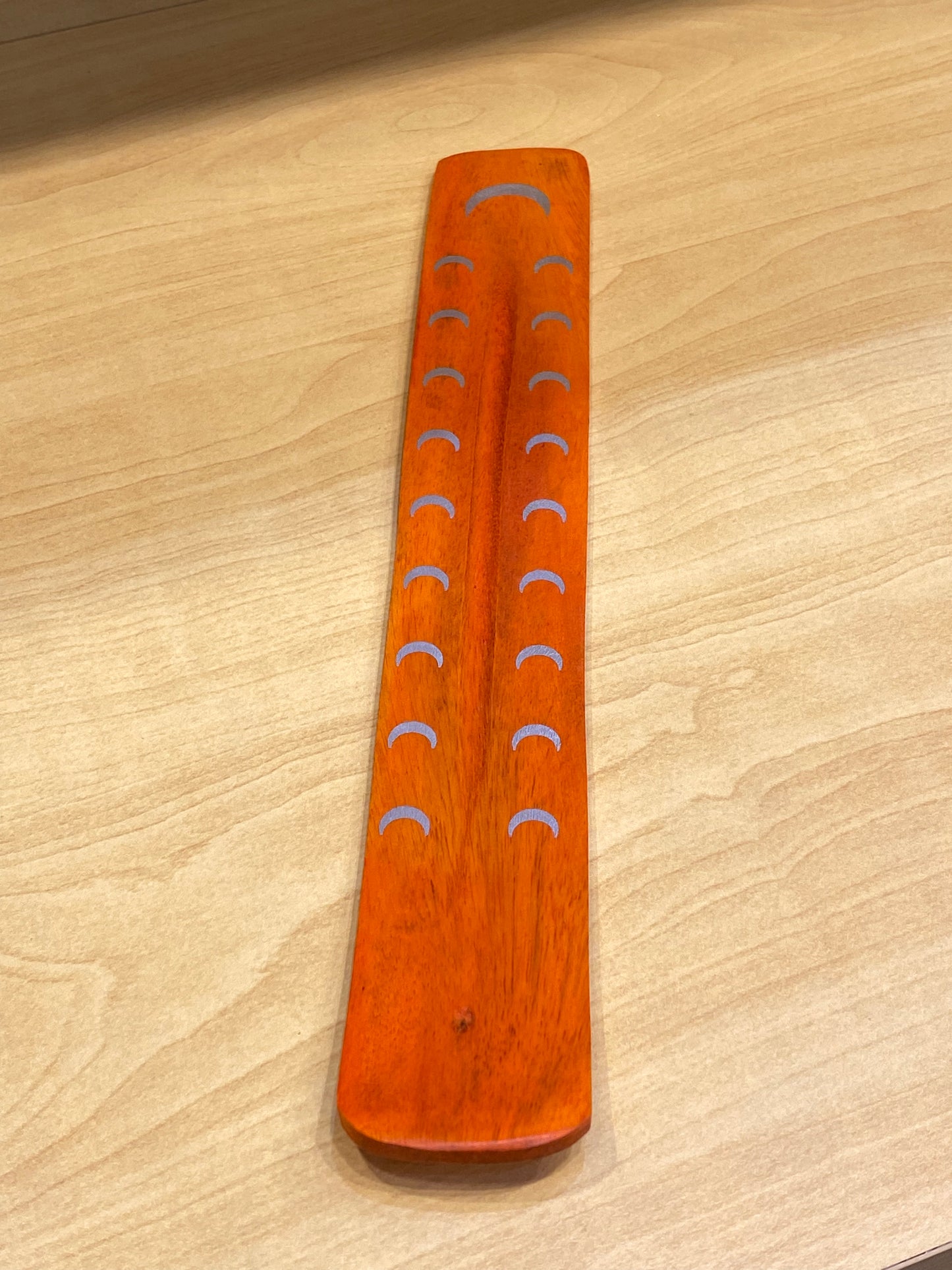 Wooden Incense Stick Holder Crescent Moon (Orange )