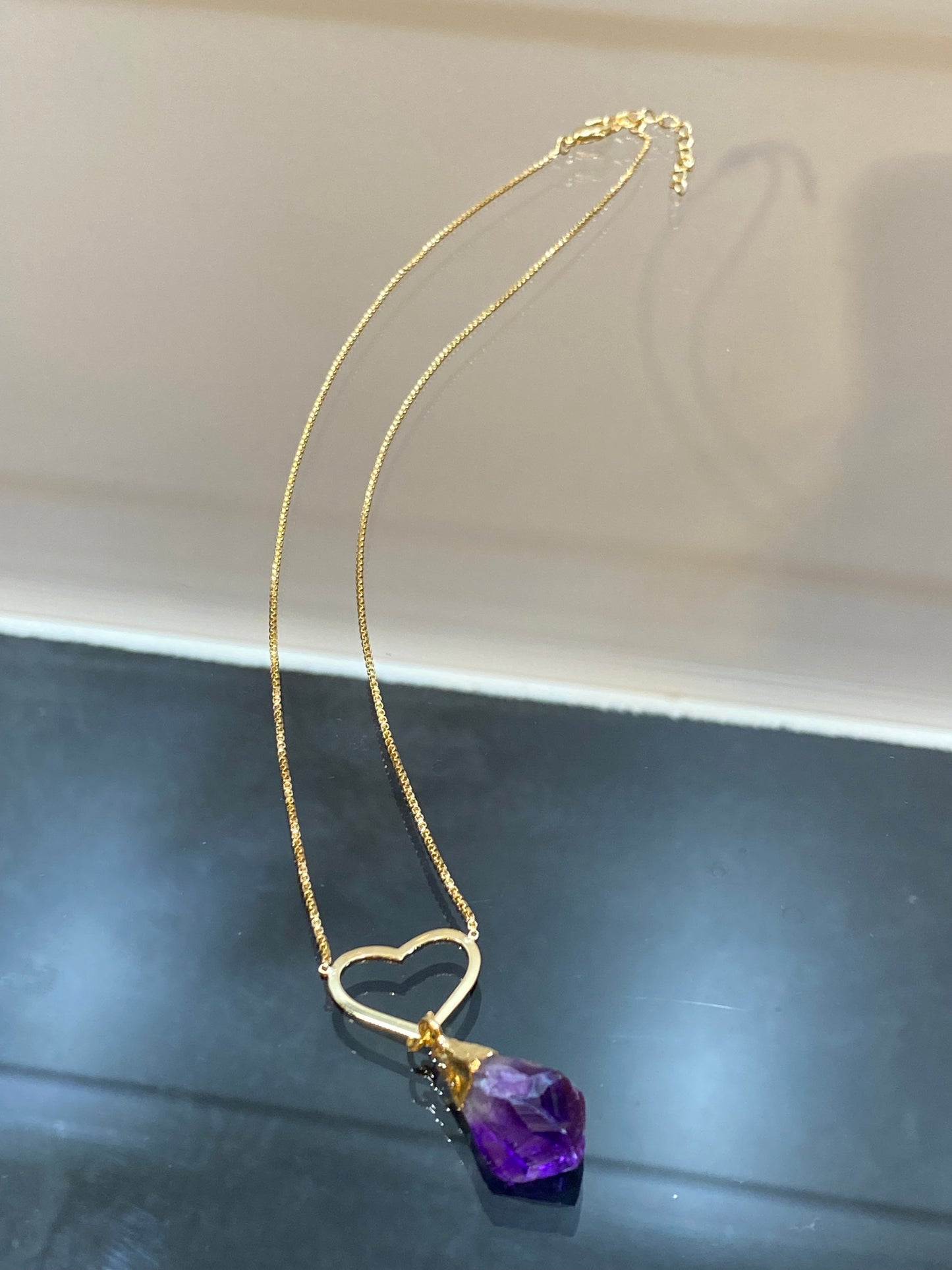 Amethyst Stone Heart Necklace