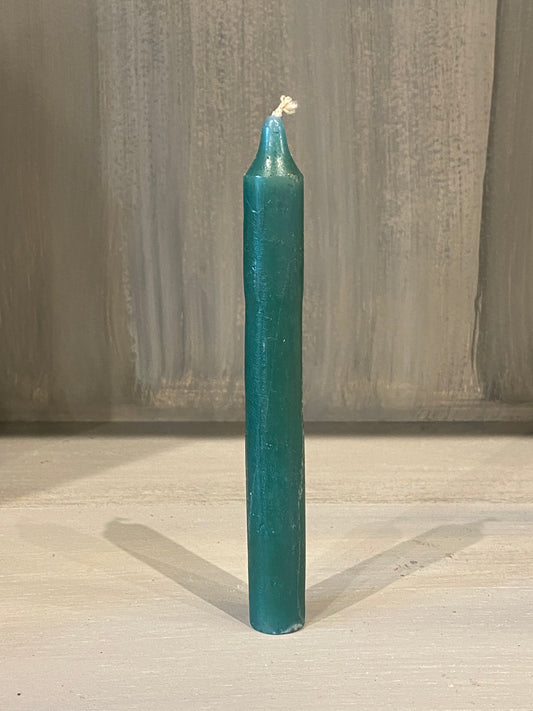 Green 6” Household Taper Candle