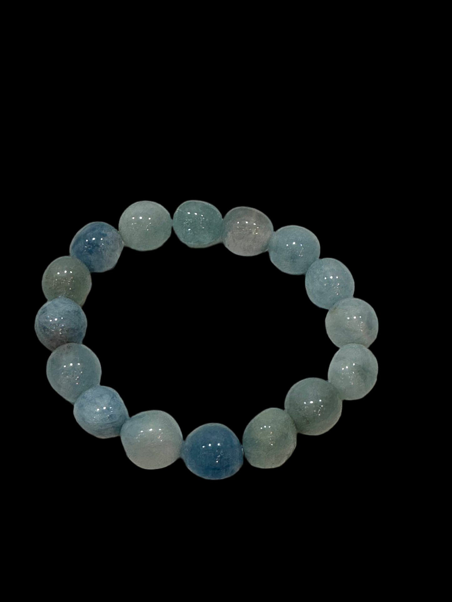 Aquamarine Rounded Polished Beaded Gemstone Bracelet 8mm