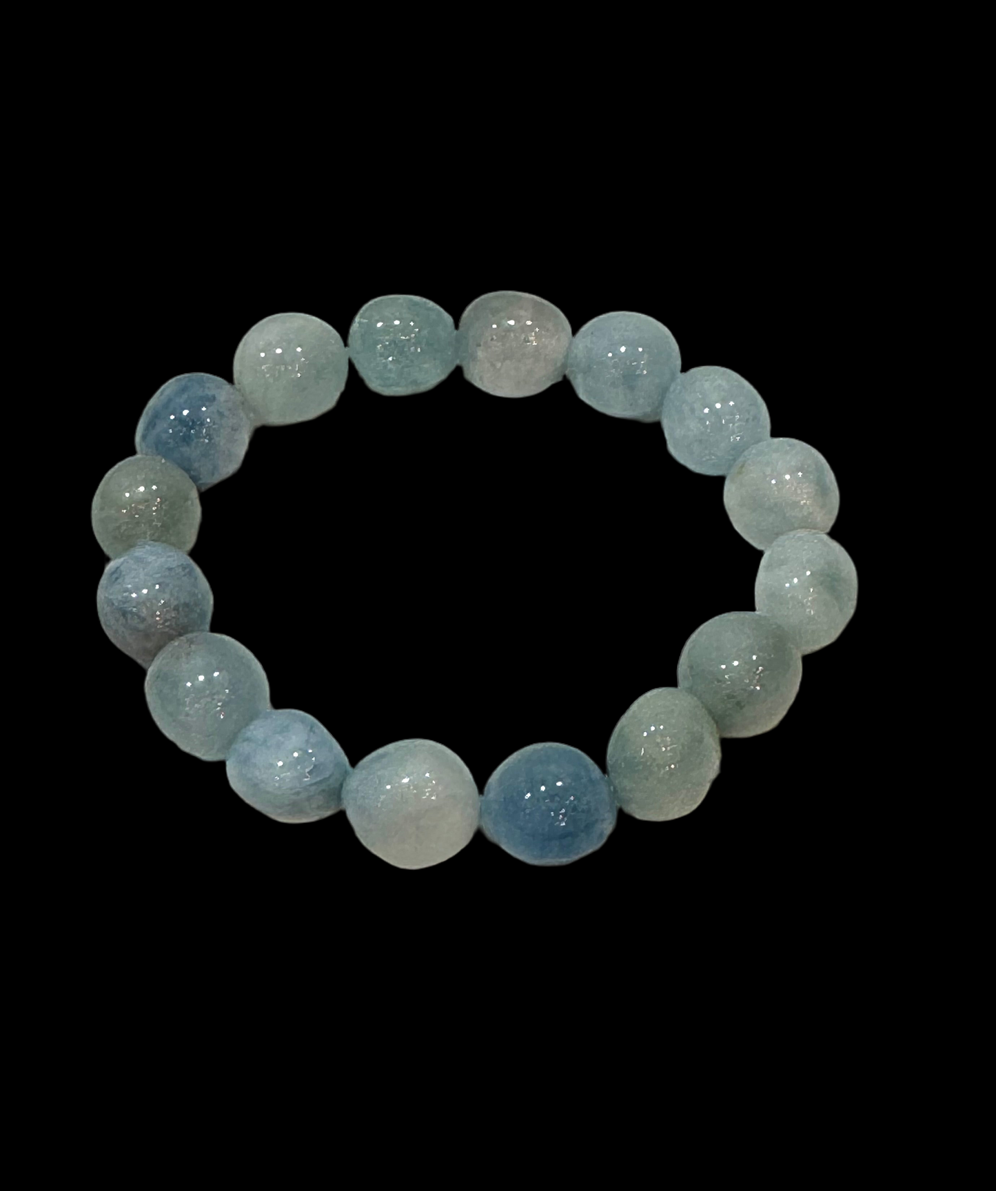 Aquamarine Rounded Polished Beaded Gemstone Bracelet 8mm