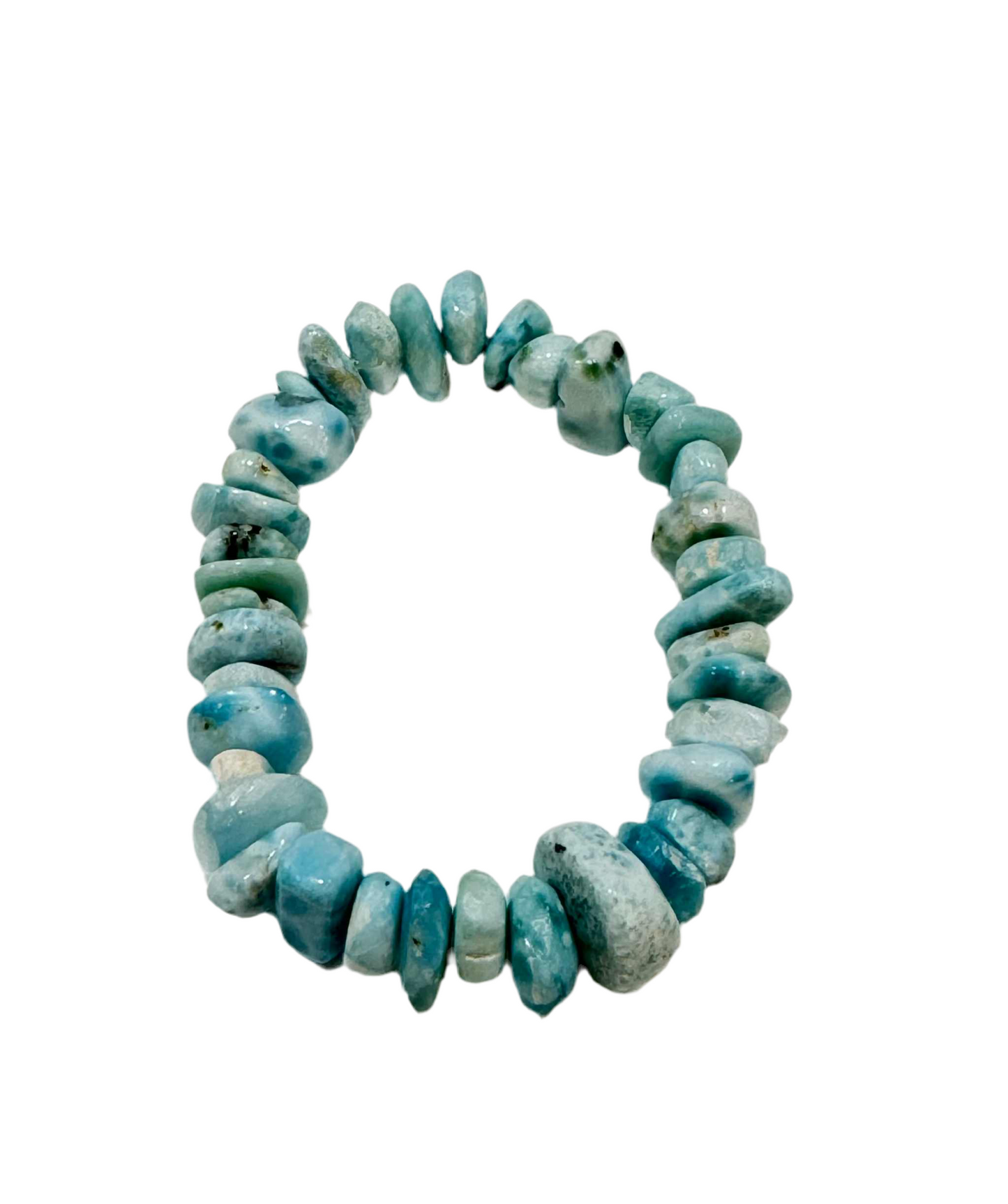 Larimar Chips Bracelet Free Form Beaded Tumbled