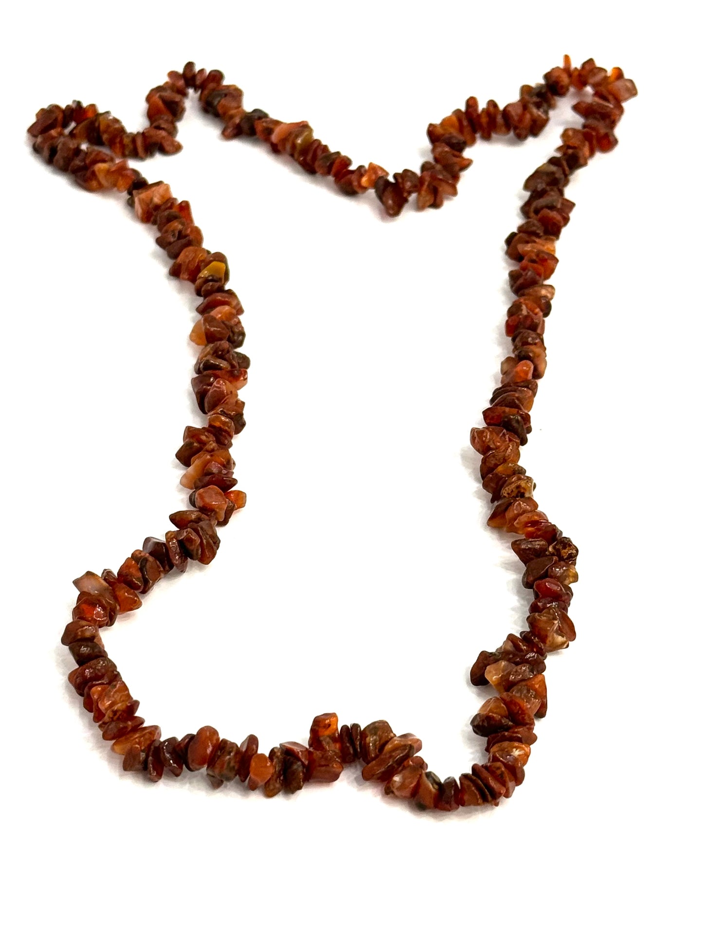 Carnelian Agate Dark Chip Long Necklace