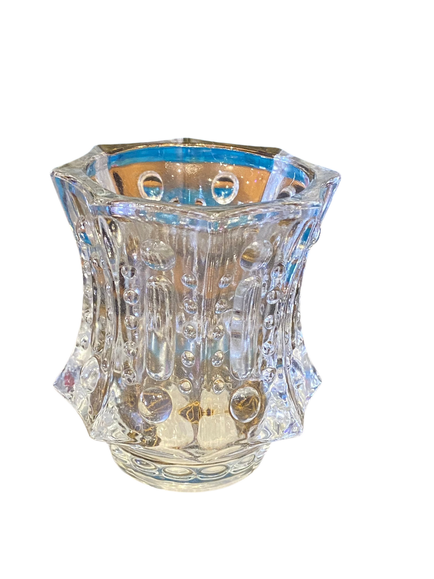 Antique Clear Glass Candle Holder