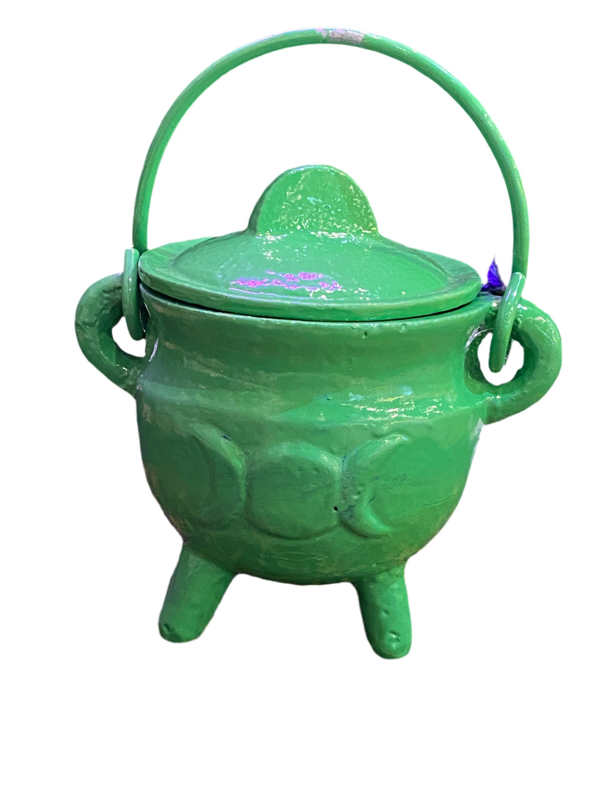 Green Triple Moon Cast Iron Cauldron