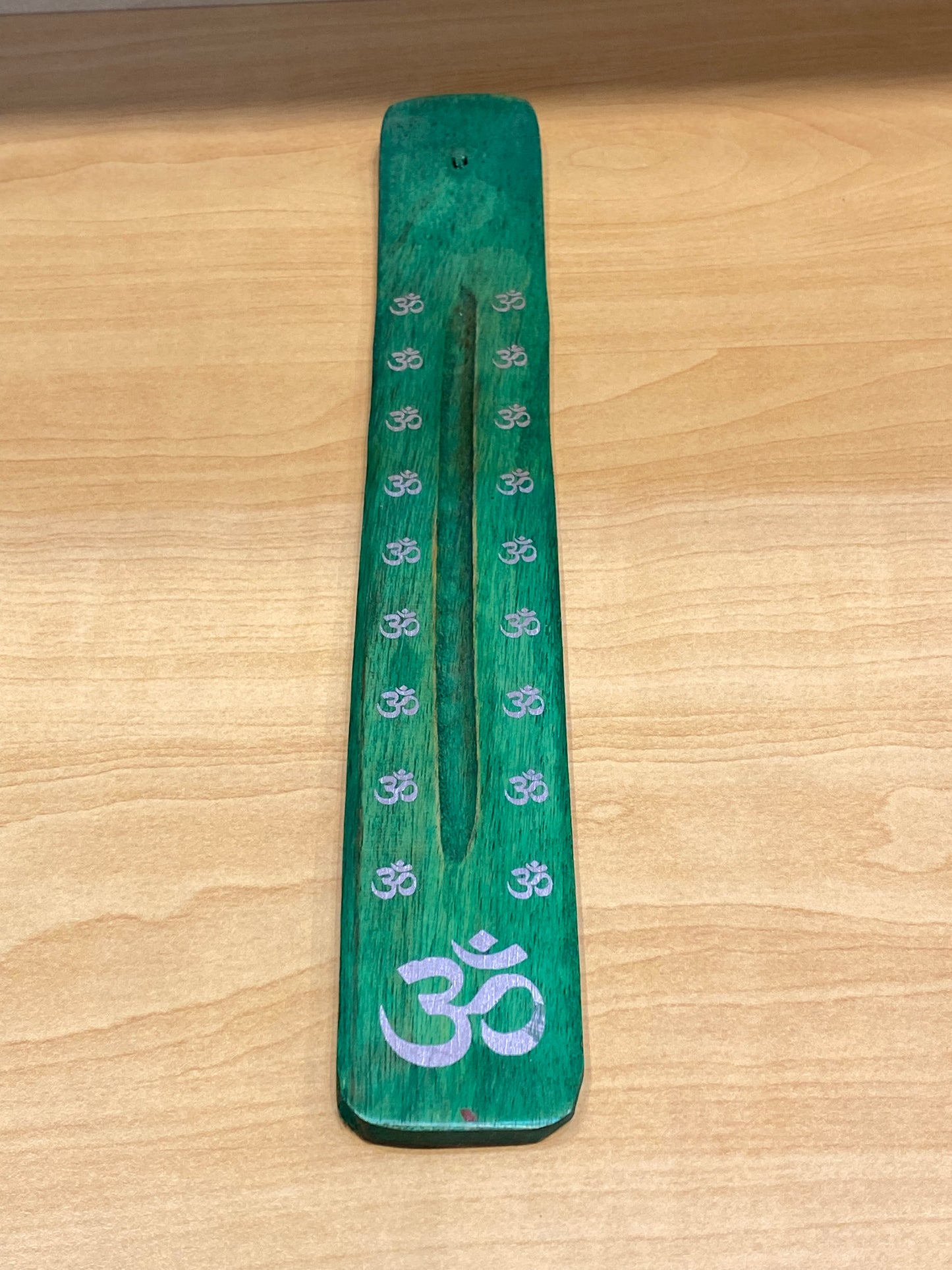 Wooden Incense Stick Holder Om (Green)