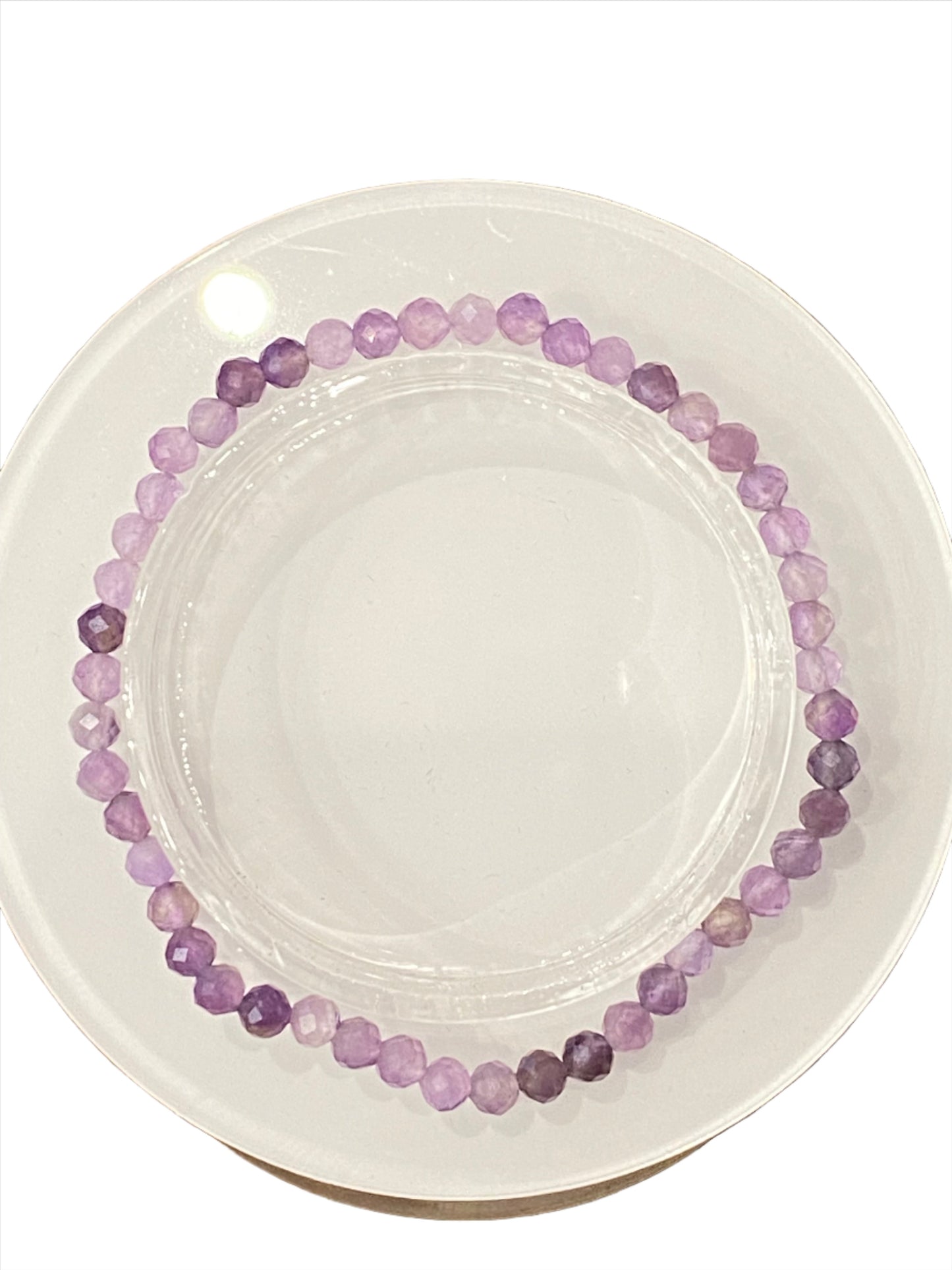 Amethyst Faceted Light And Dark Beaded Stretch Gemstone Bracelet