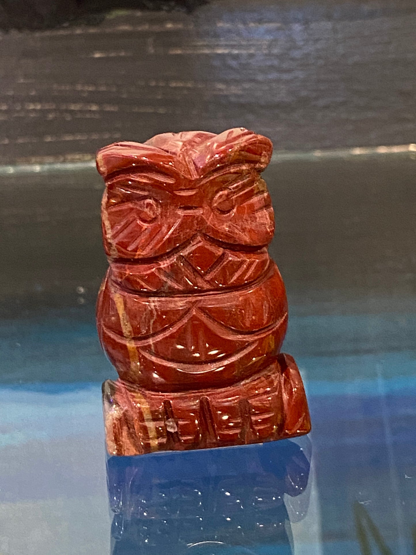 Red Jasper Polished Hand Carved Owl