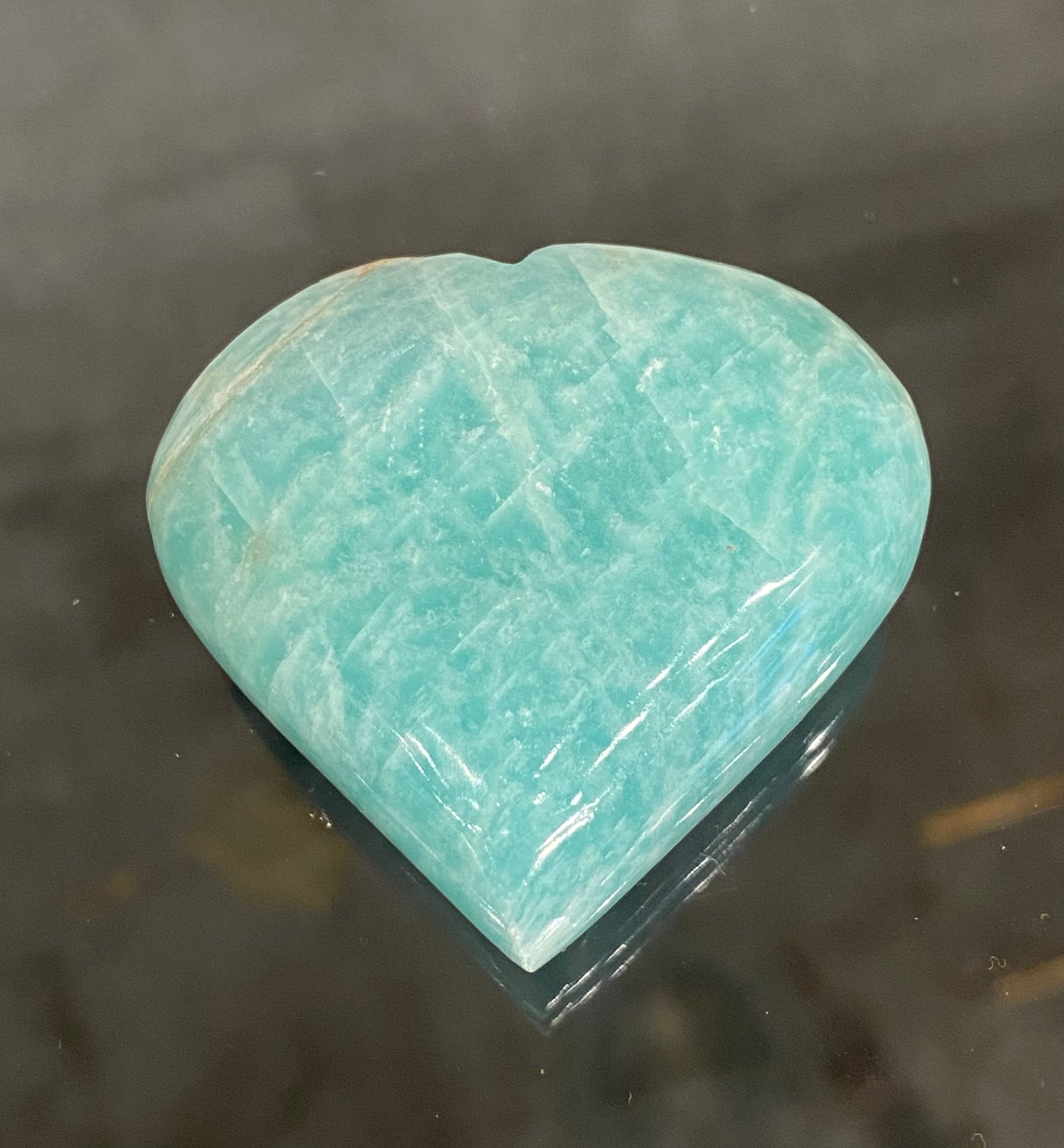 Amazonite Hand Carved Polished Palm Stone Heart