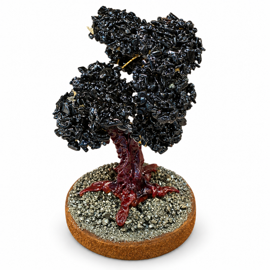 Black Onyx and Pyrite Feng Shui Bonsai Fortune Tree