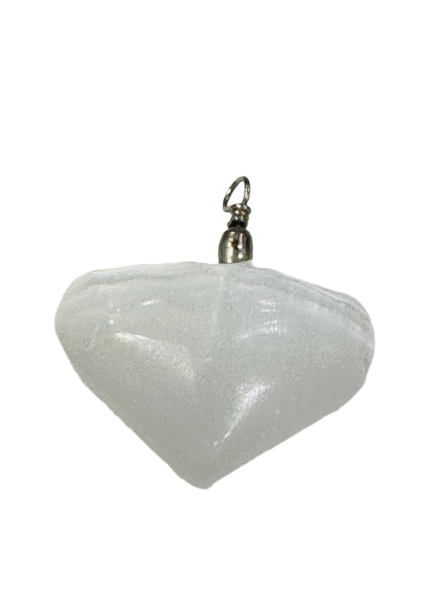 Selenite Heart Pendant Hand Carved Polished Charm