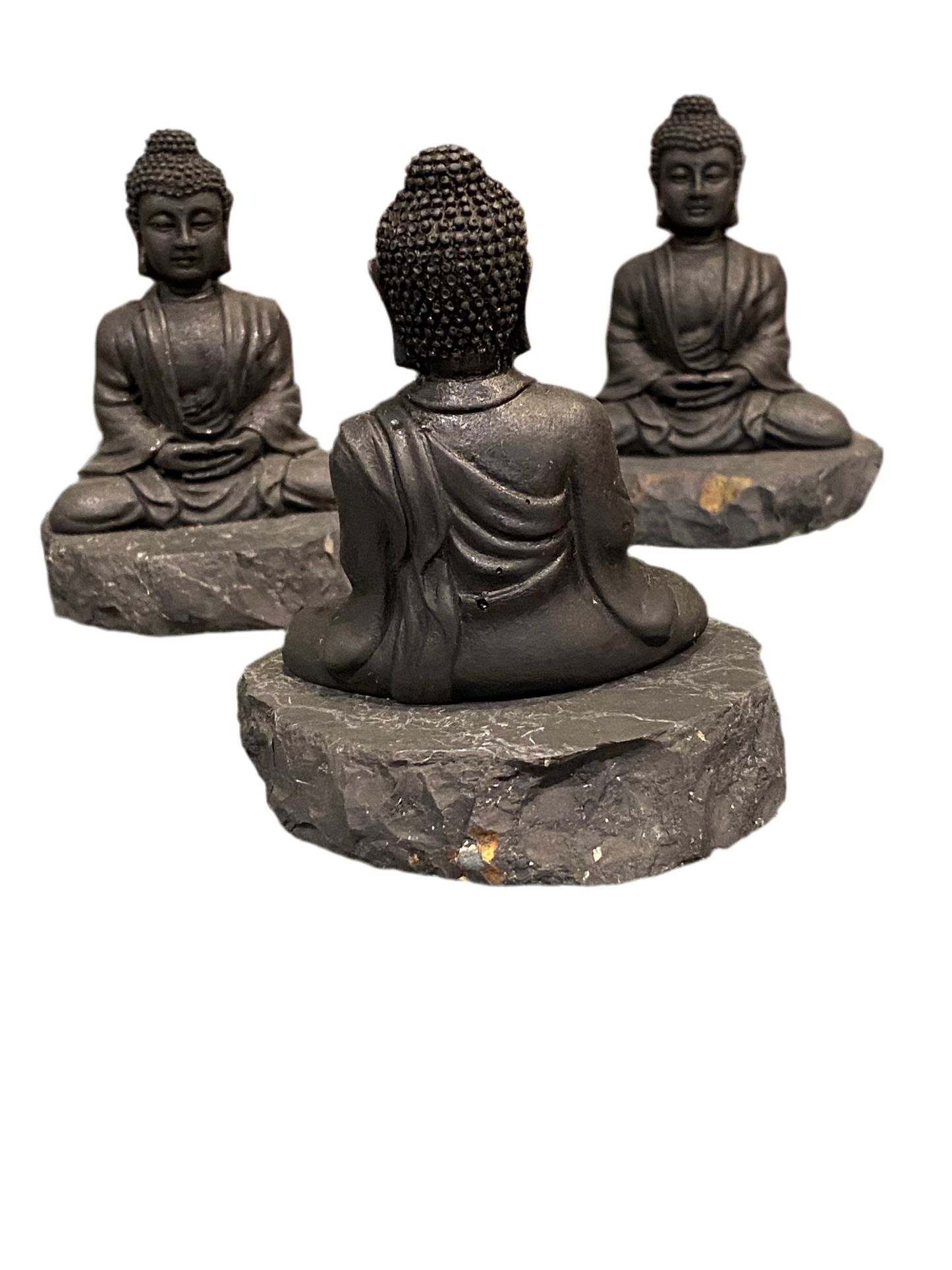 Small Hand-carved Shungite Meditation Sitting Buddha on Shungite Platform