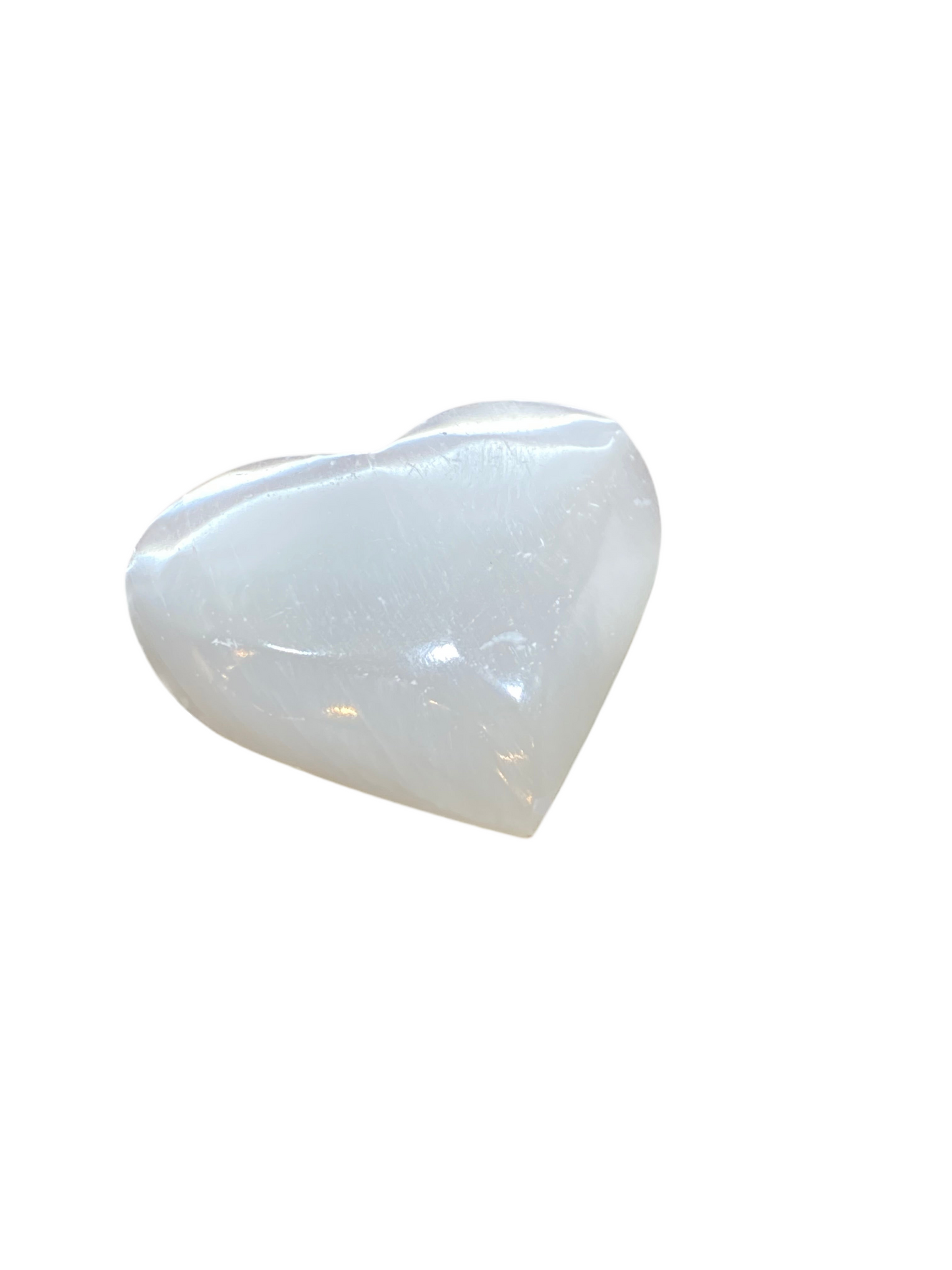 Selenite Heart Palm Tumbled Hand Carved Polished Large Stone