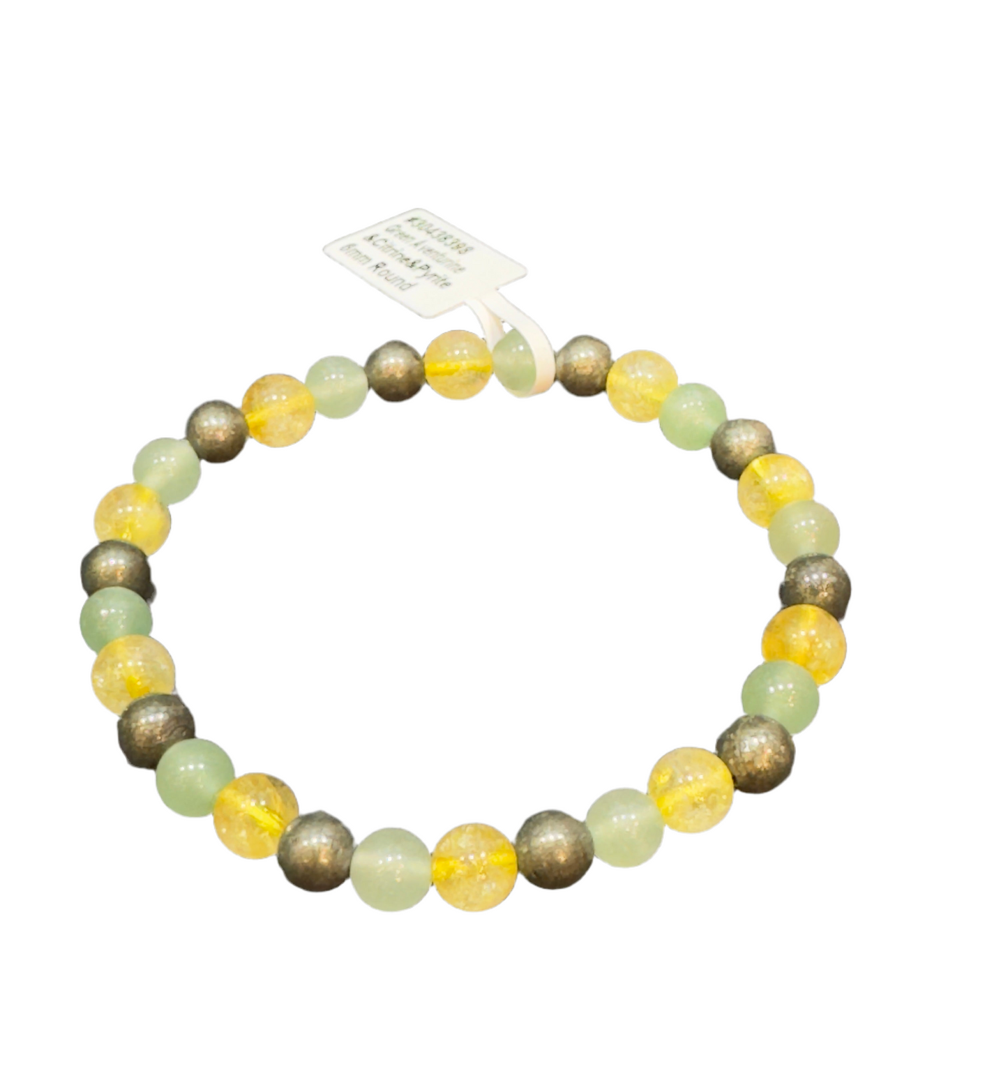 Green Aventurine, Citrine and Pyrite Beaded Bracelet