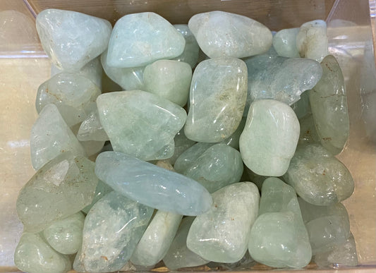 Aquamarine Tumbled Stone Quarter Size 1pc