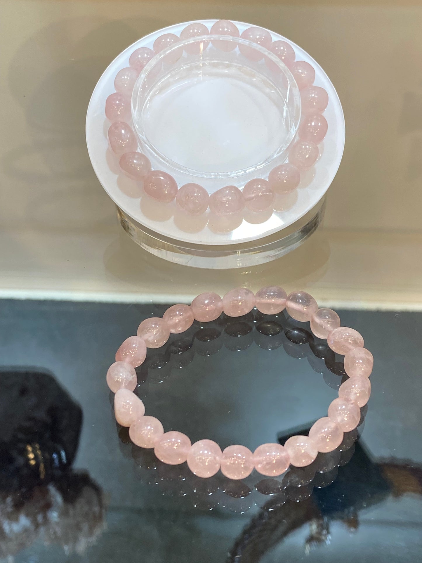 Rose Quartz Nugget Beaded Stretch Gemstone Bracelet Medium