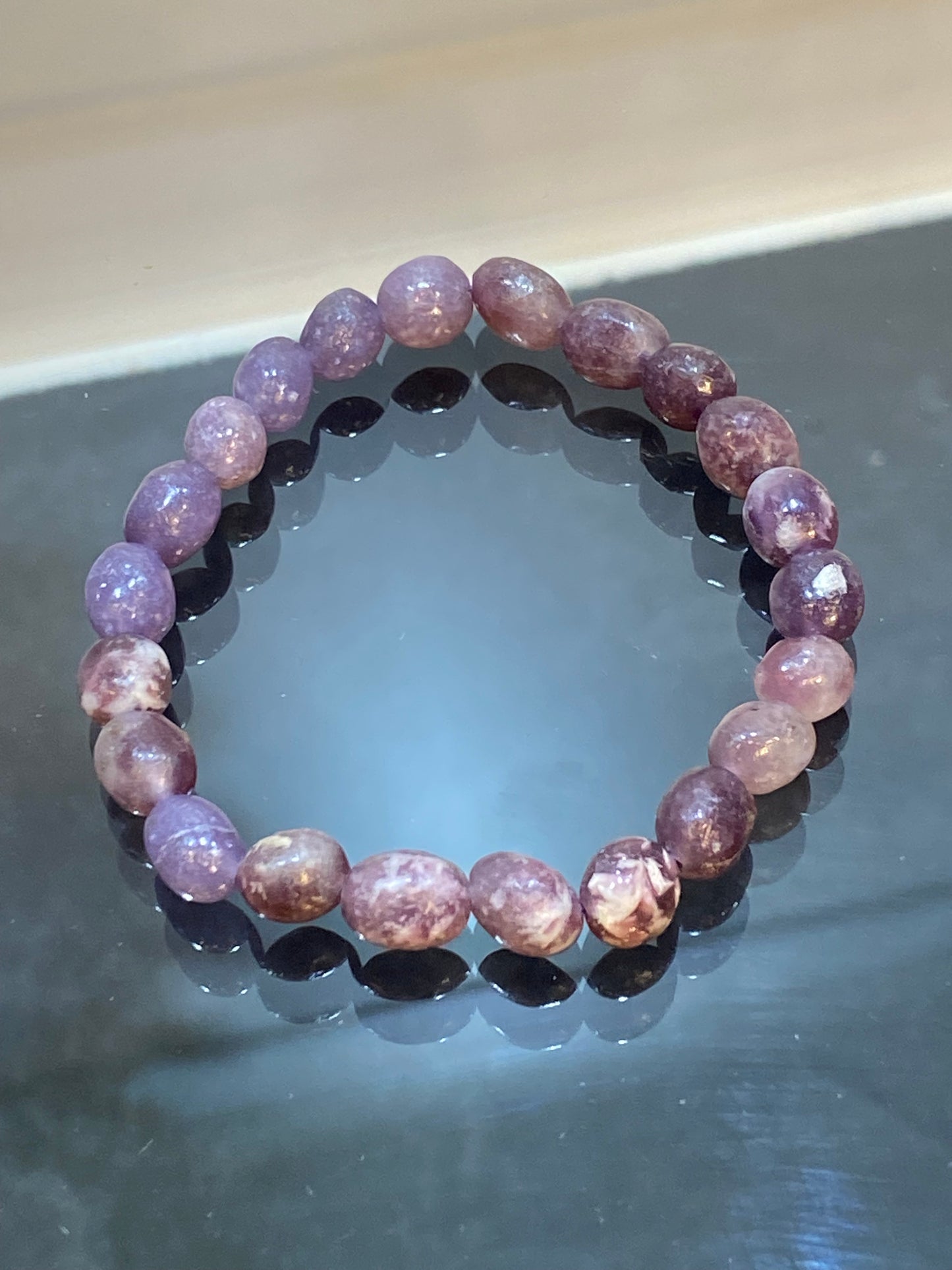 Lepidolite Nugget Beaded Stretch Gemstone Bracelet 5 mm