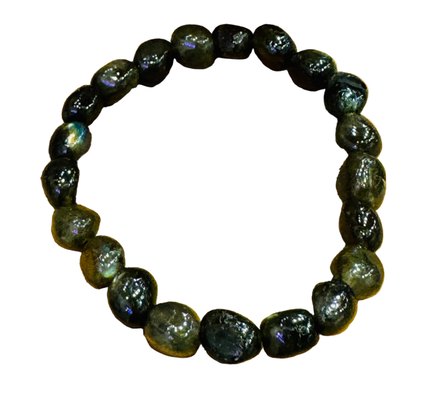 Labradorite Nugget Tumbled Bracelet 7mm for Protection, Intuition, and Aura Shielding