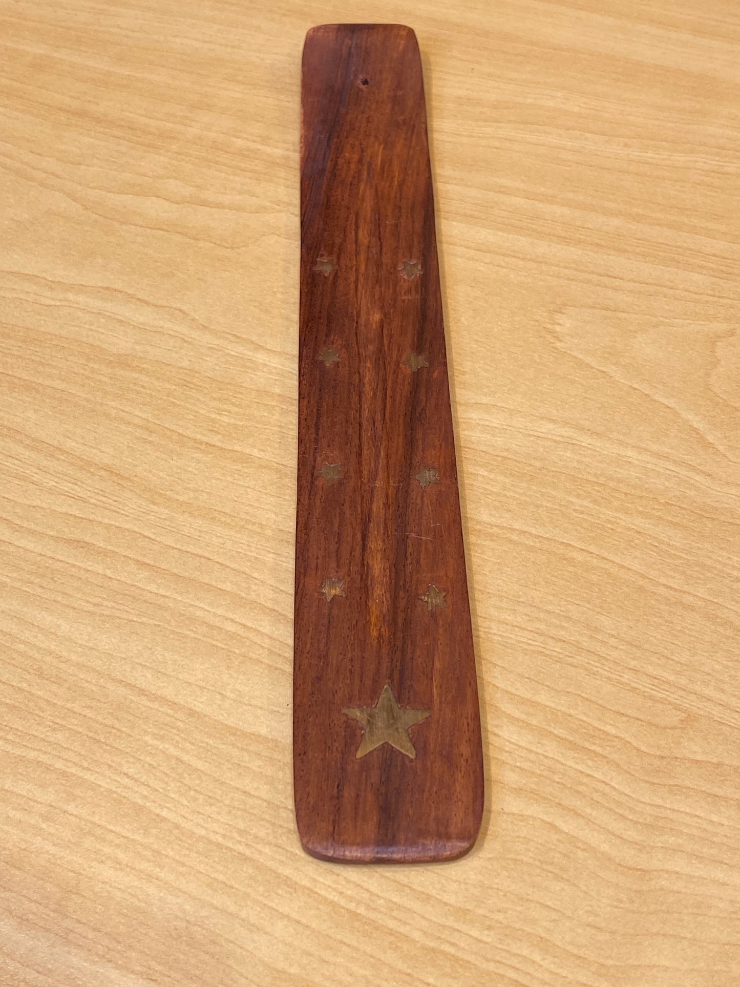 Wooden Ash Catcher Incense Holder Brass Inlay Star with Stars