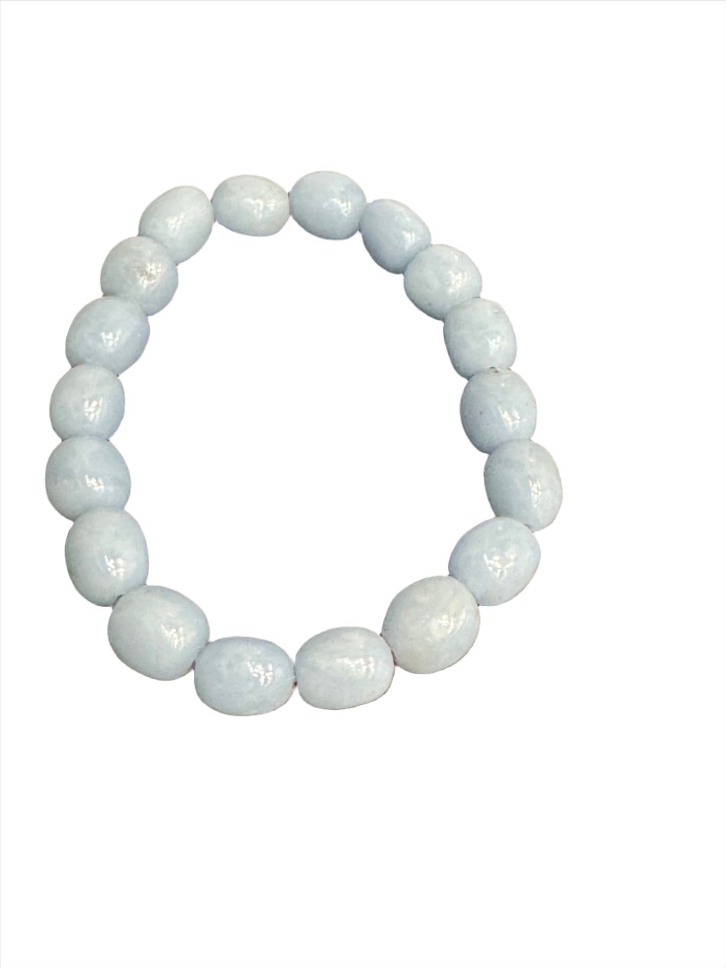 Angelite Tumbled Beaded Gemstone Stretch Bracelet