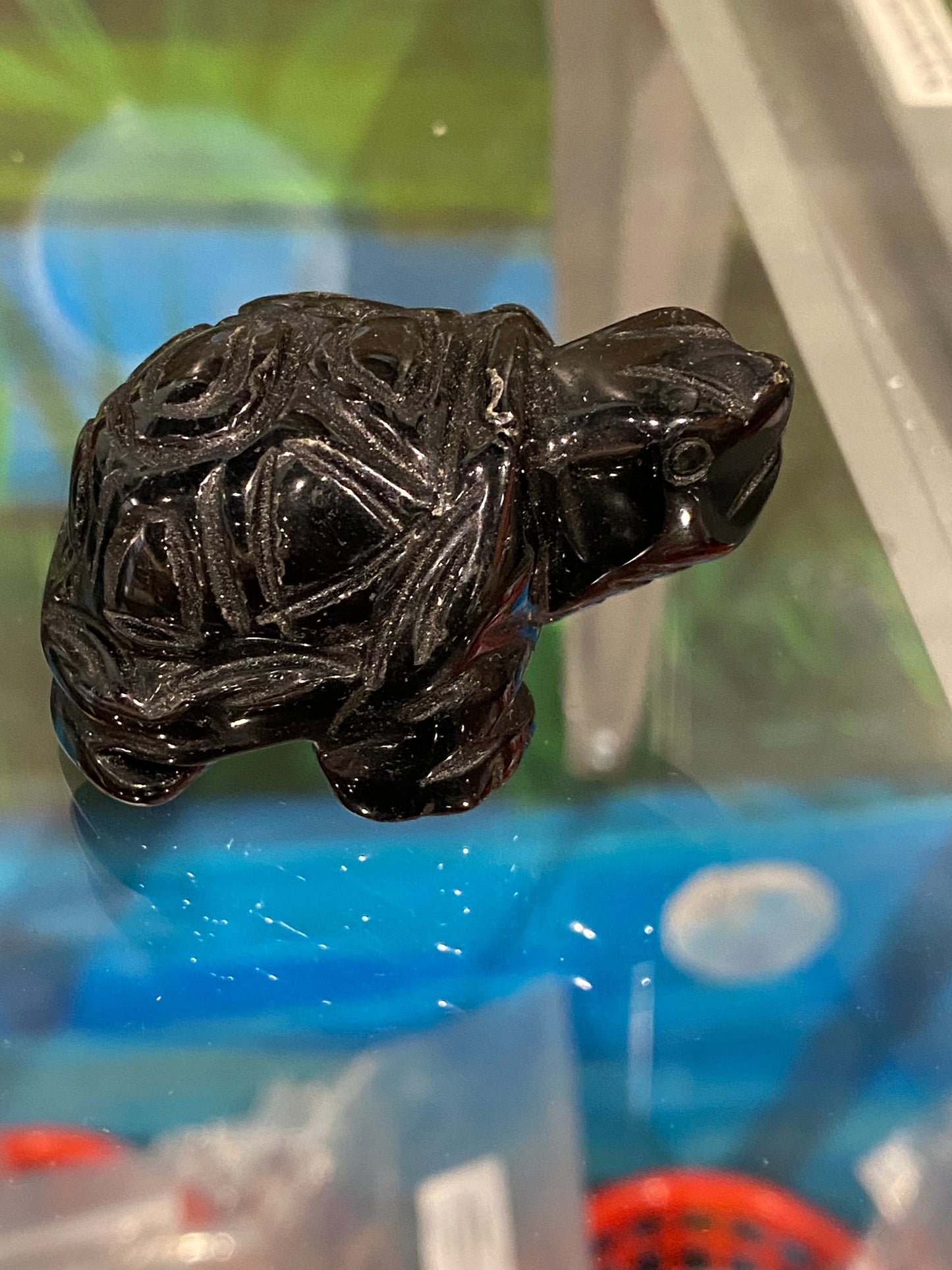 Black Obsidian Polished Hand Carved Turtle Gemstone 1pc