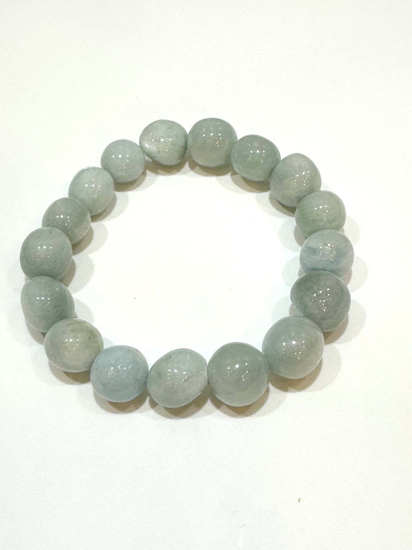 Aquamarine Free-Form Polished 10mm Beaded Bracelet