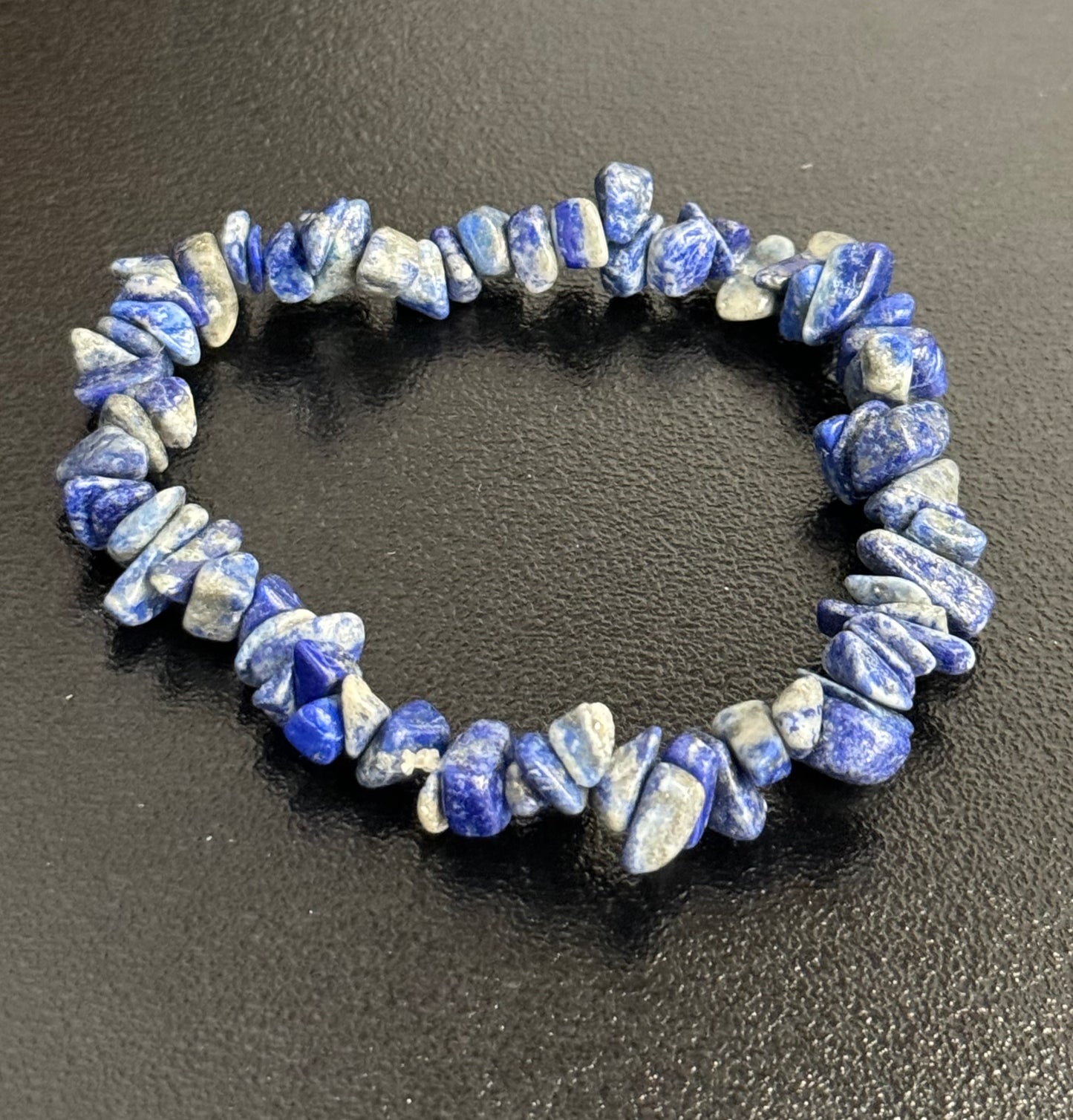 Lapis Lazuli Tumbled Chips Gemstone Bracelet 4mm