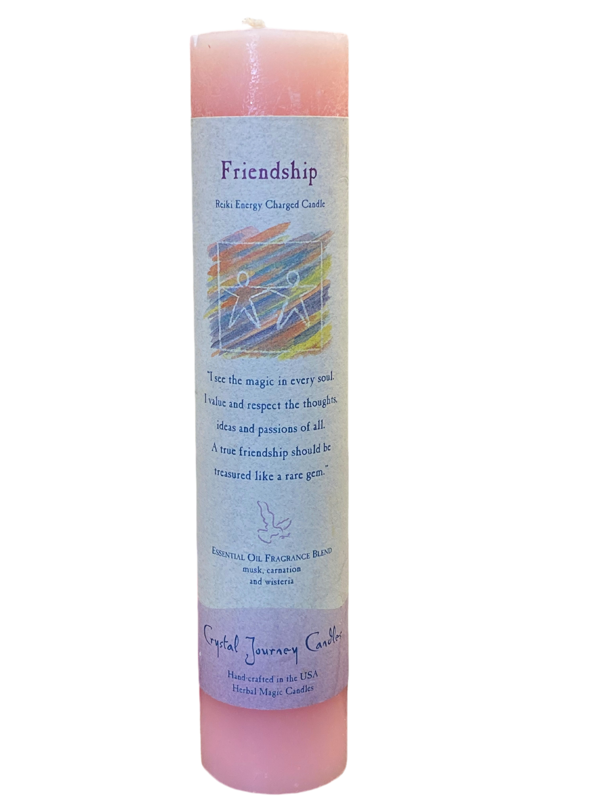 Crystal Journey Reiki Pillar Candle Friendship