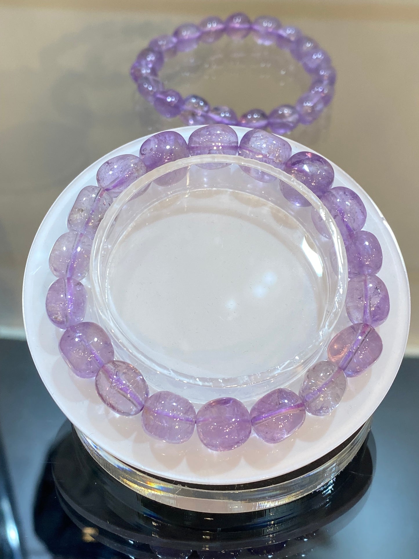 Amethyst Faceted Nugget Beaded Stretch Bracelet 8-10mm