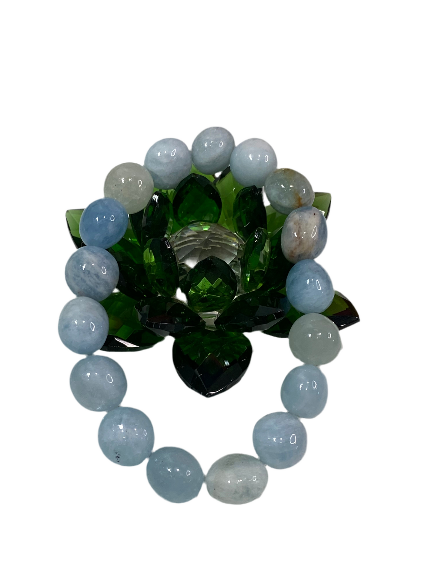 Aquamarine Free-Form Polished 10mm Beaded Bracelet