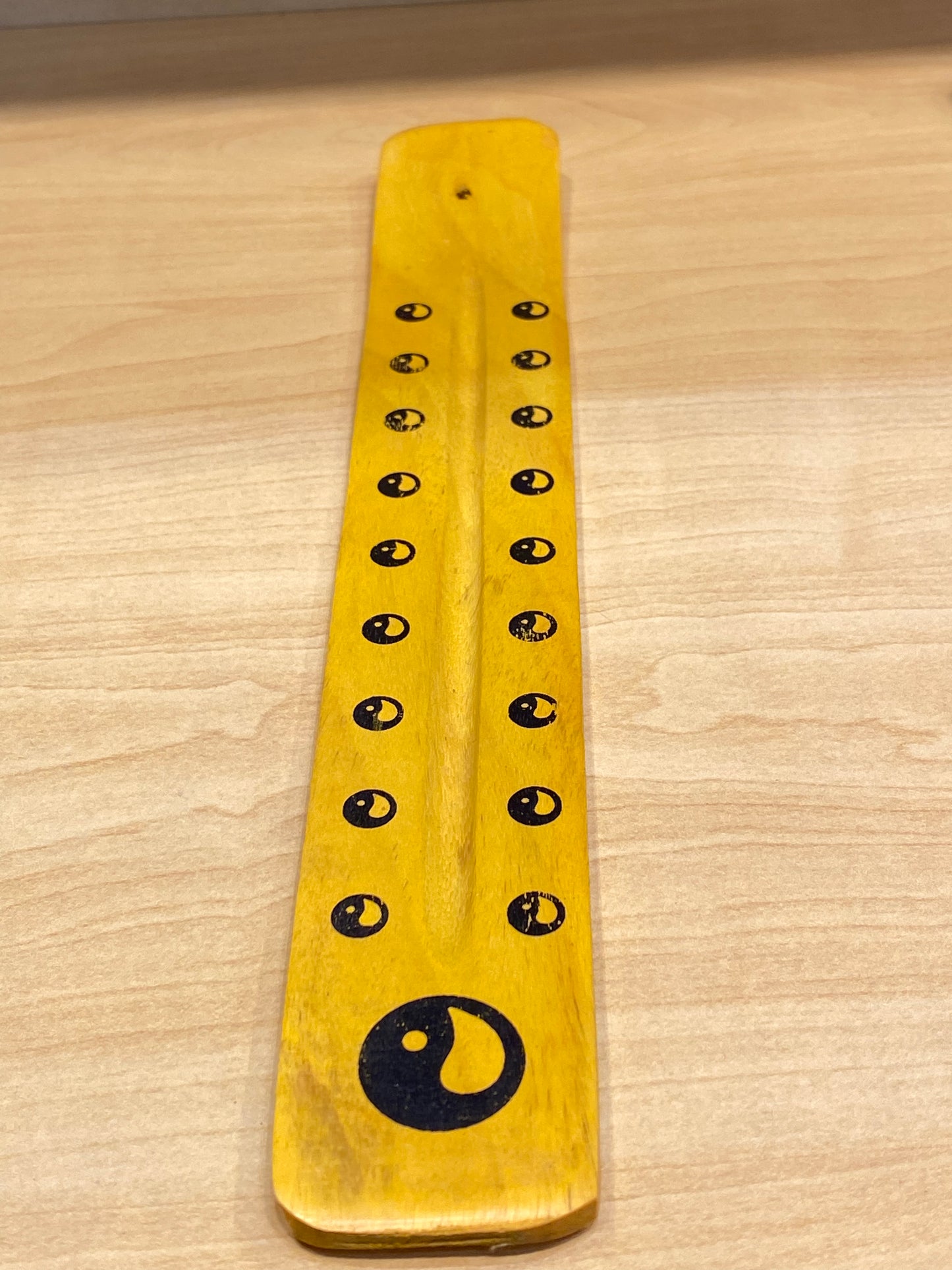 Wooden Incense Stick Holder Yin Yang (Yellow)