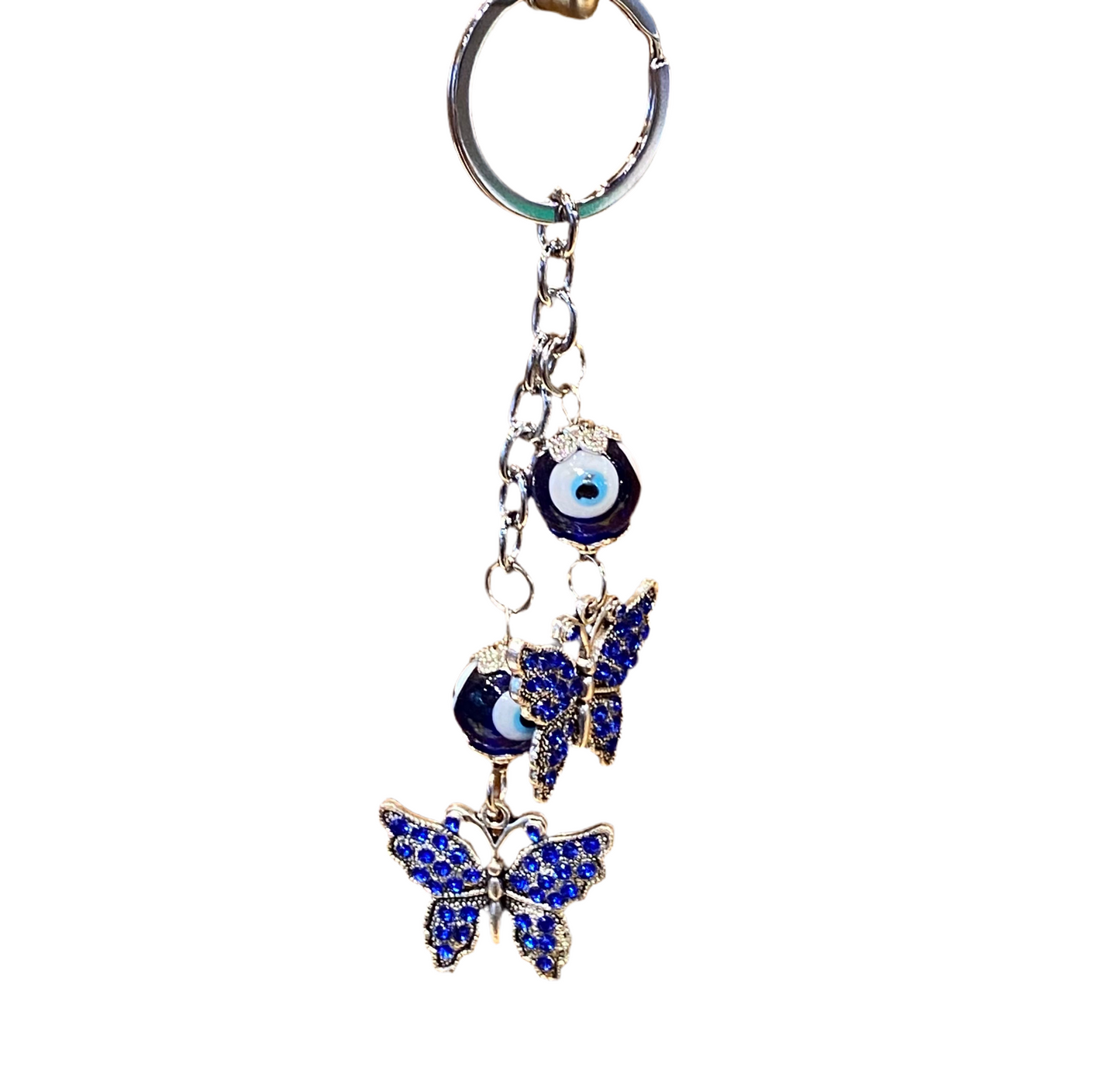 Evil Eye Double Butterfly Key Chain