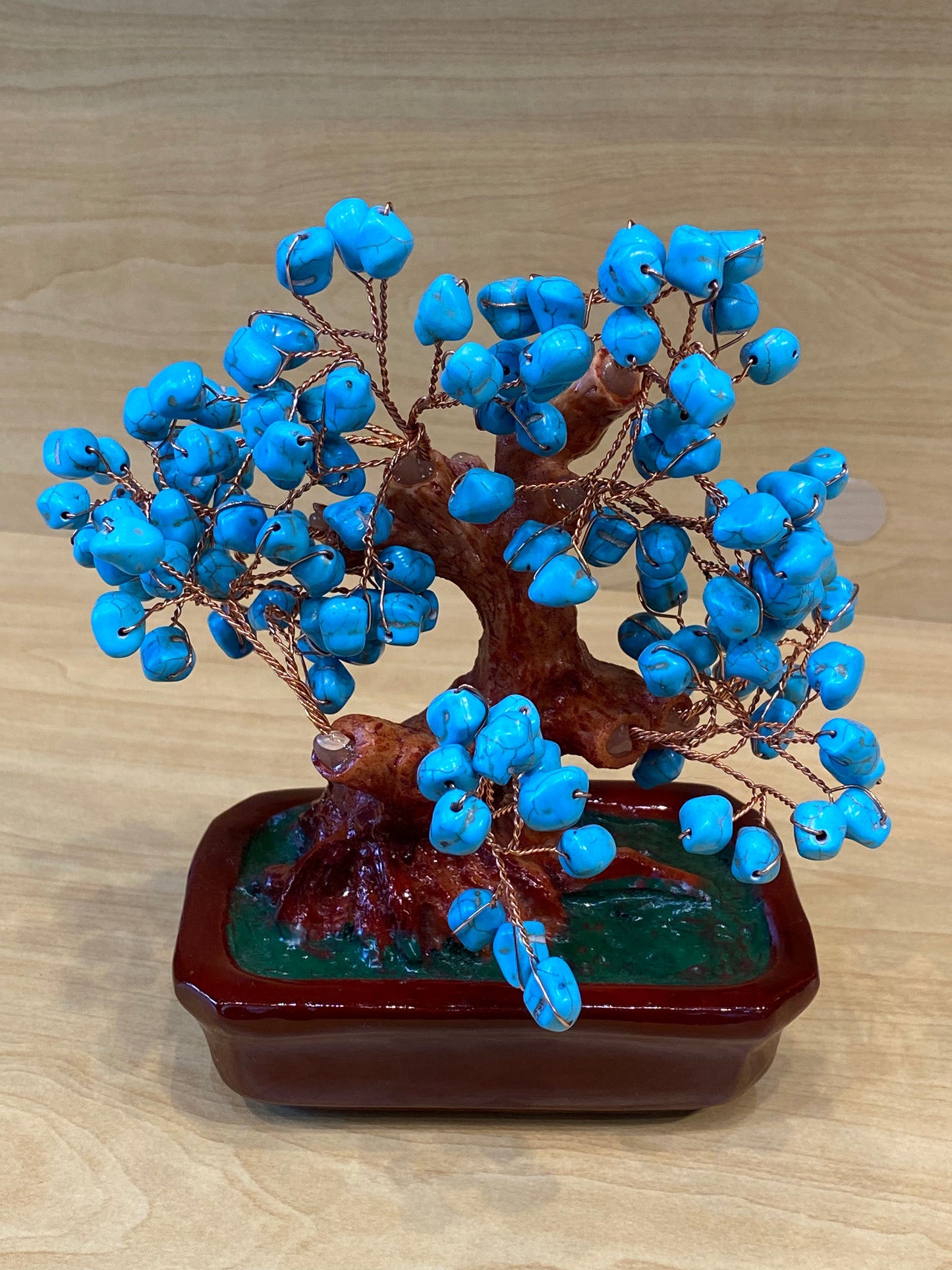 Bonsai Turquoise Tree In Red Tub