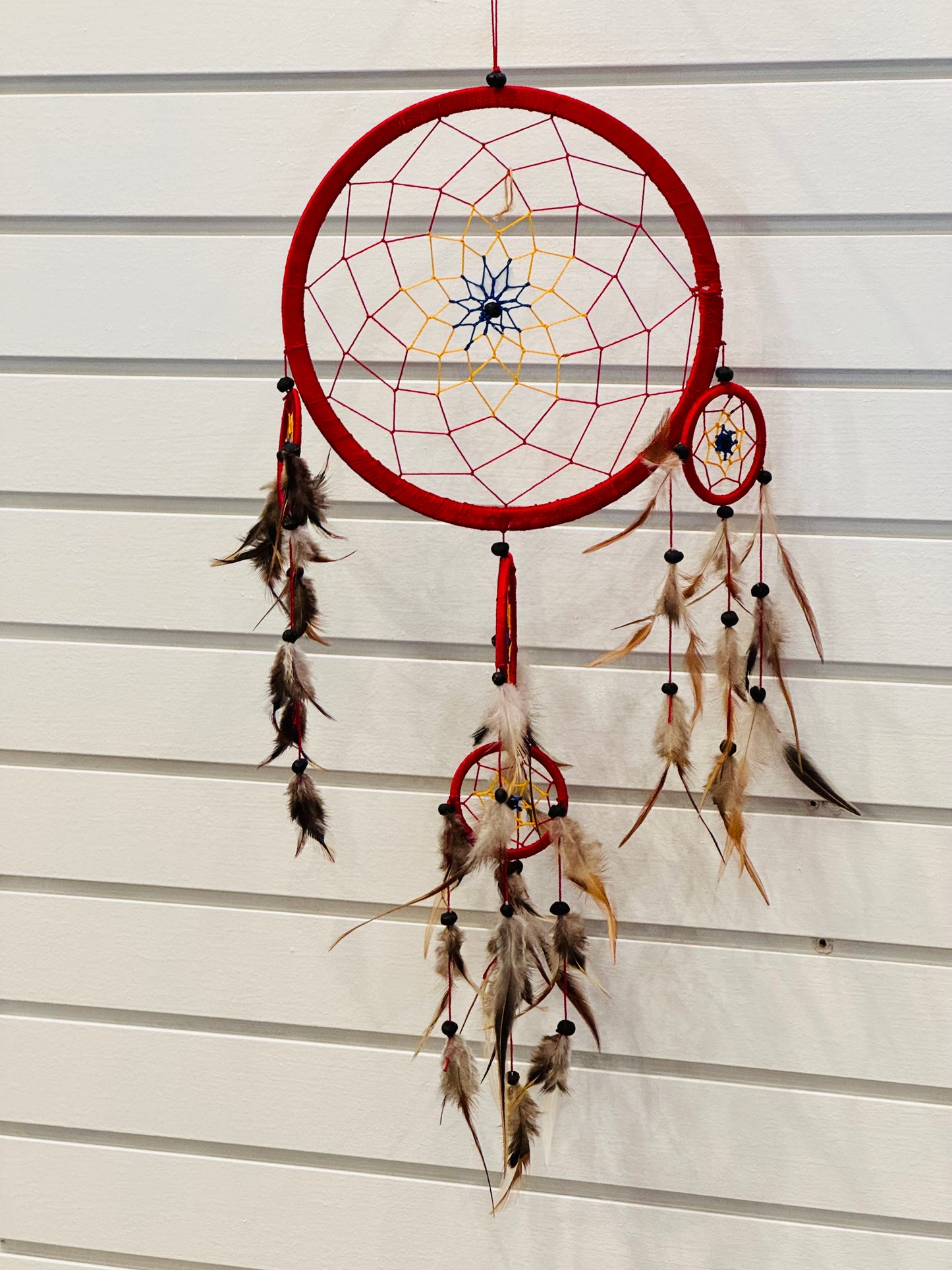 Dreamcatcher Big Chief Red with Beads and Feathers