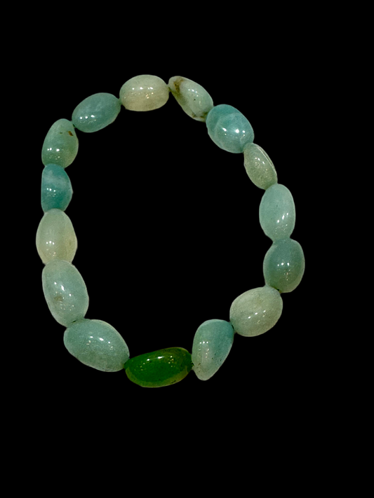 Amazonite Nugget Polished Beaded Bracelet