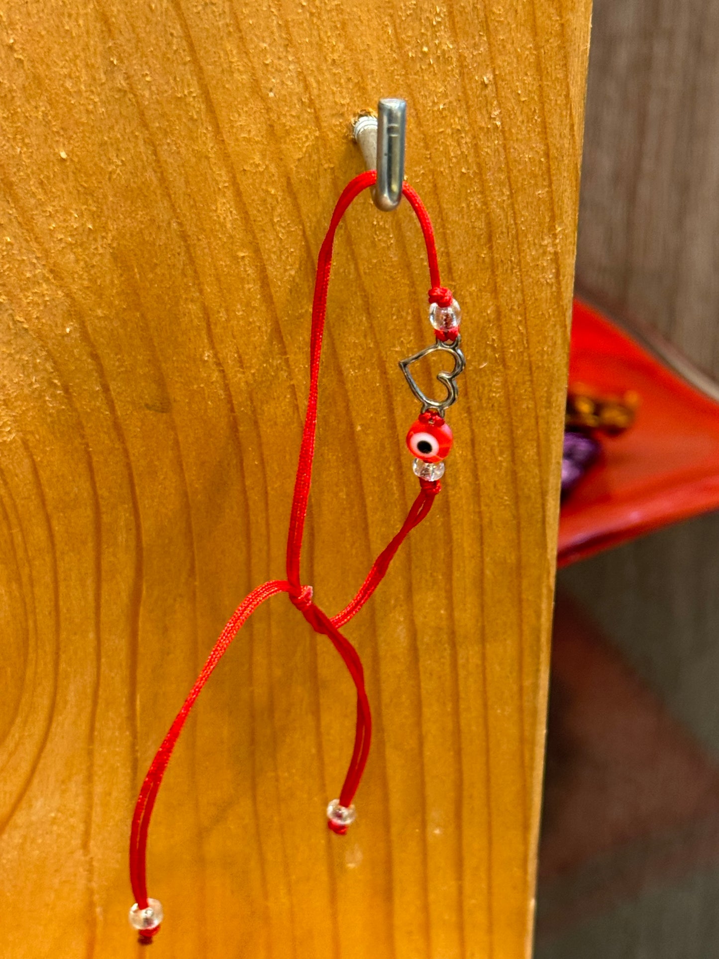 Red String Bracelet  With Heart & Red Eye