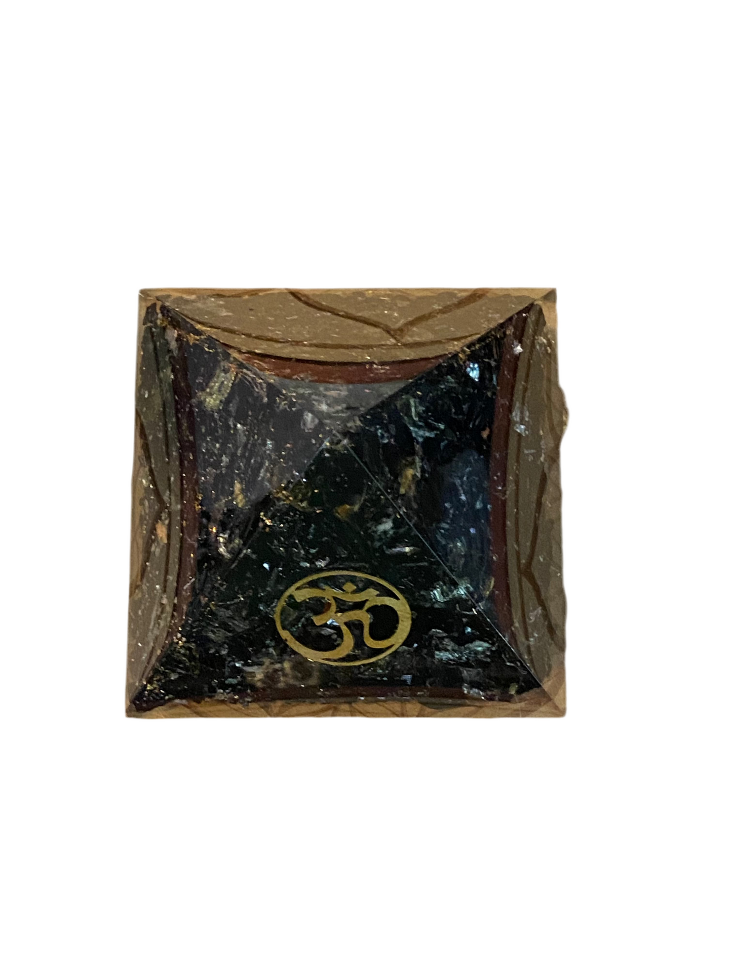 Orgonite Pyramid Black Tourmaline Om