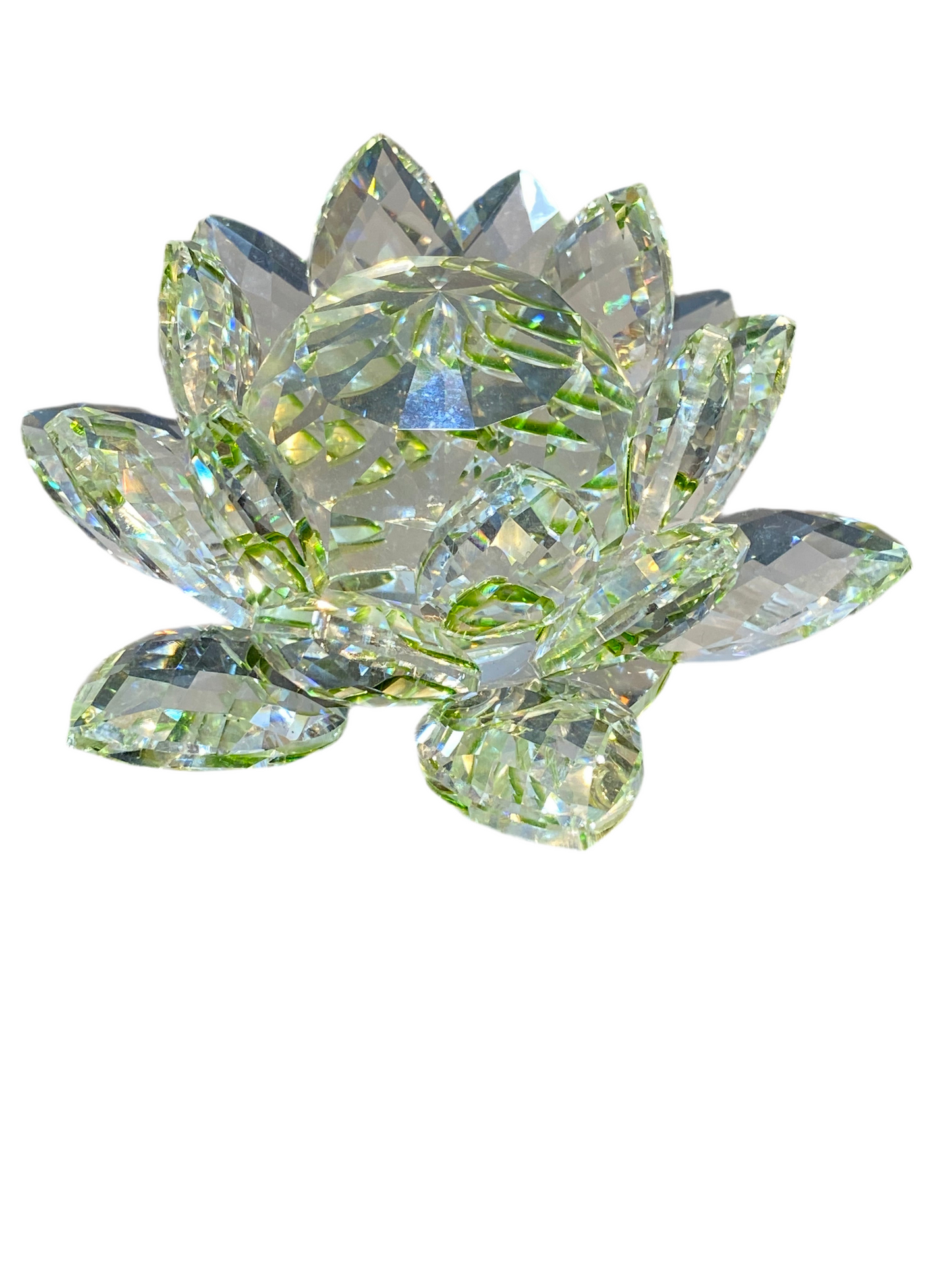 Feng Shui Green Clear Crystal Lotus Flower 3”