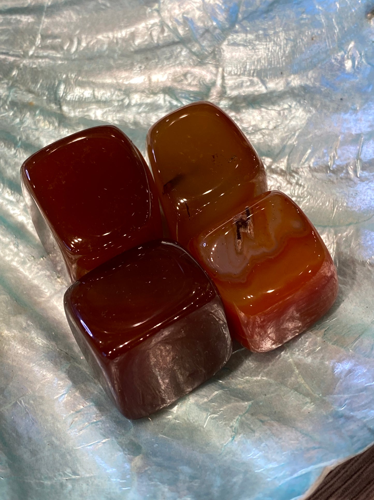 Carnelian Agate Cubed Polished Tumbled Stone 1pc