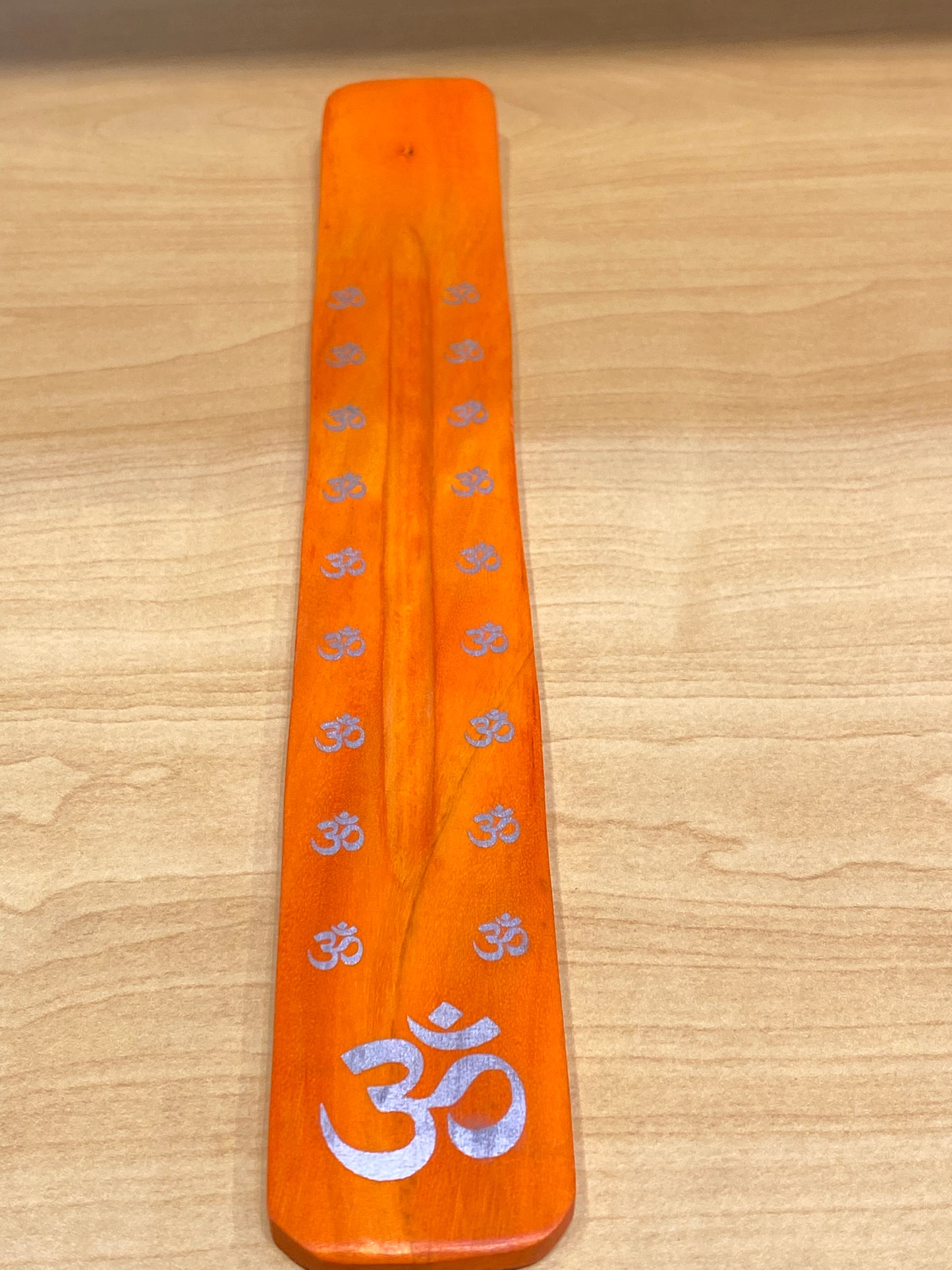 Wooden Incense Stick Holder Om (Orange)