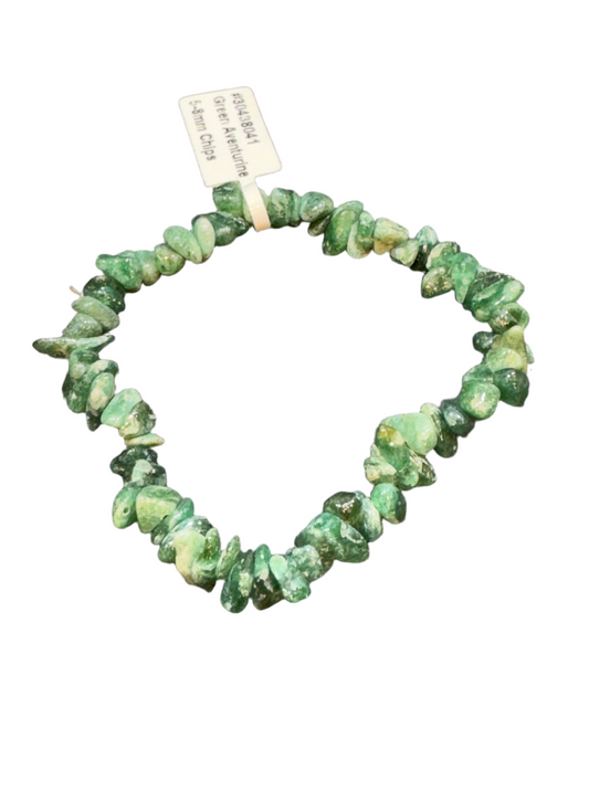 Green Aventurine Chip Bracelet 5-8mm.