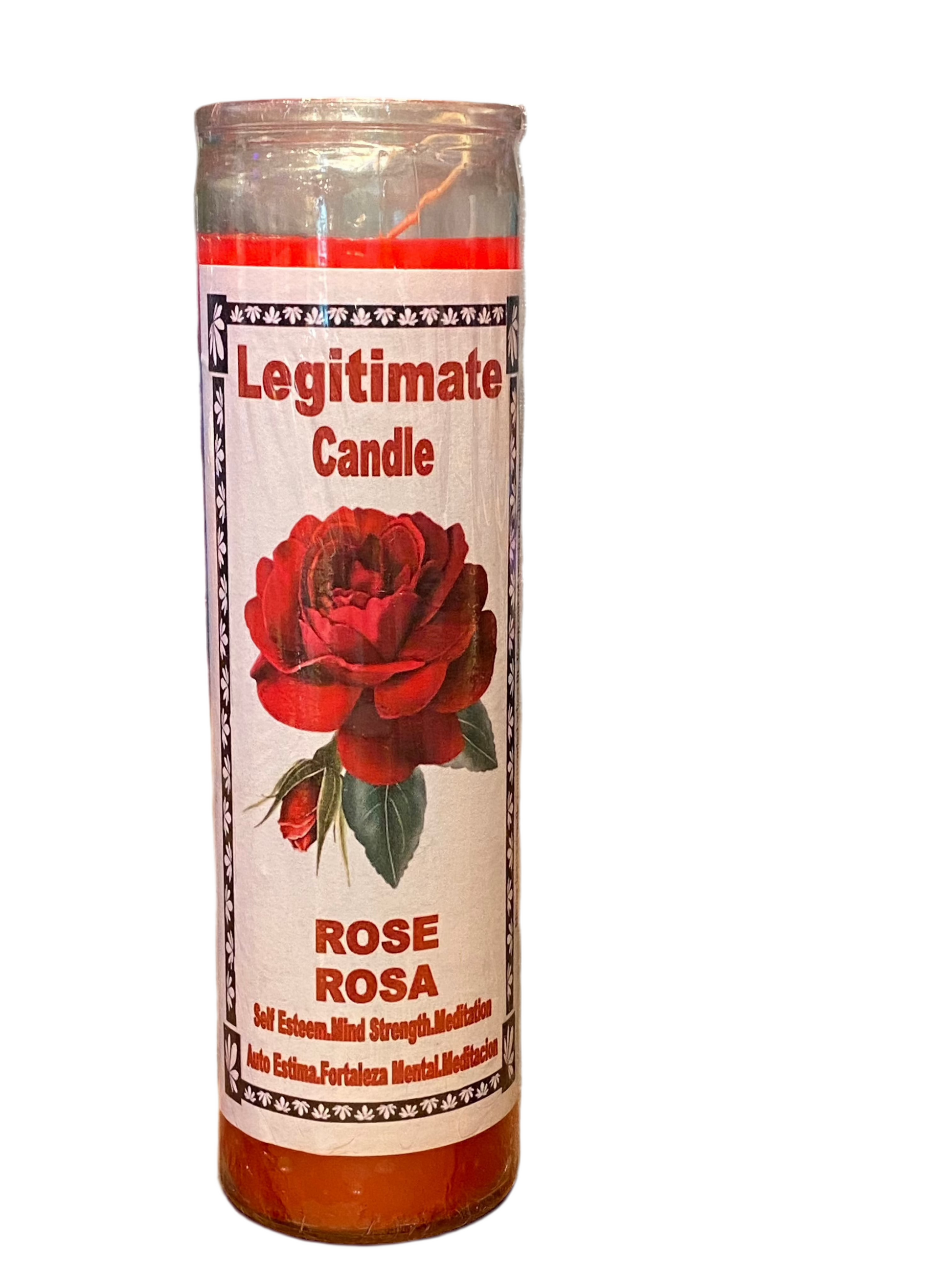 Legitimate Rose Candle for harmony and emotional balance, featuring a red rose design.