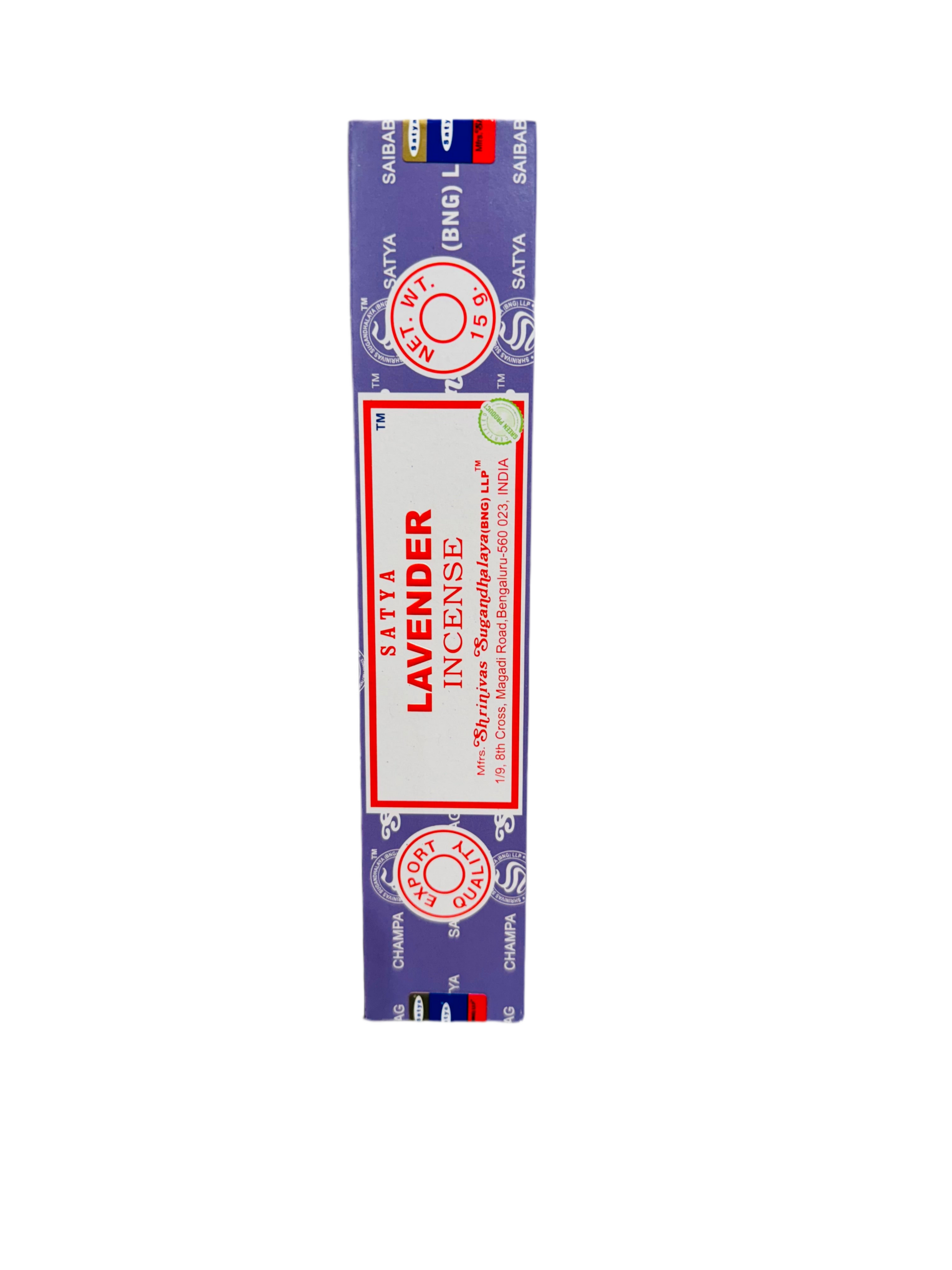 Satya Lavender Incense Sticks packaging with calming floral fragrance for relaxation and meditation.